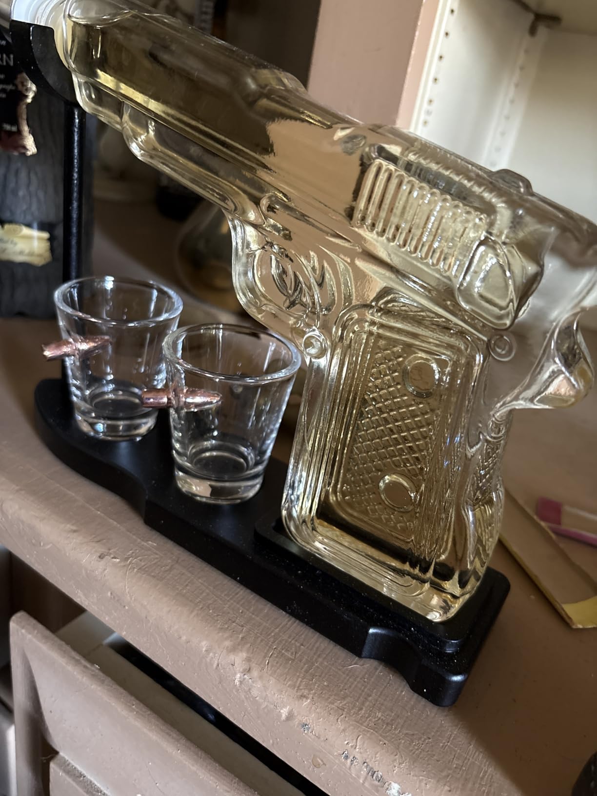 Whiskey Gun Decanter Set + 2 Bullet Glasses - Birthday Pistol Gifts for Men, Boyfriends Who Have Everything, Whiskey Gifts for Dad, Father, Husband, Boyfriend & Military Enthusiasts customer photo 2