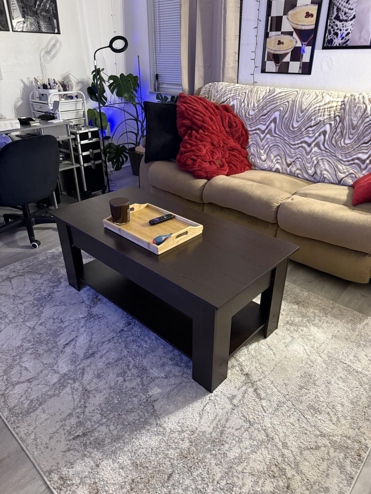 Yaheetech Wooden Coffee Table, Lift Top Coffee Table with Large Hidden Storage Shelf customer photo 1