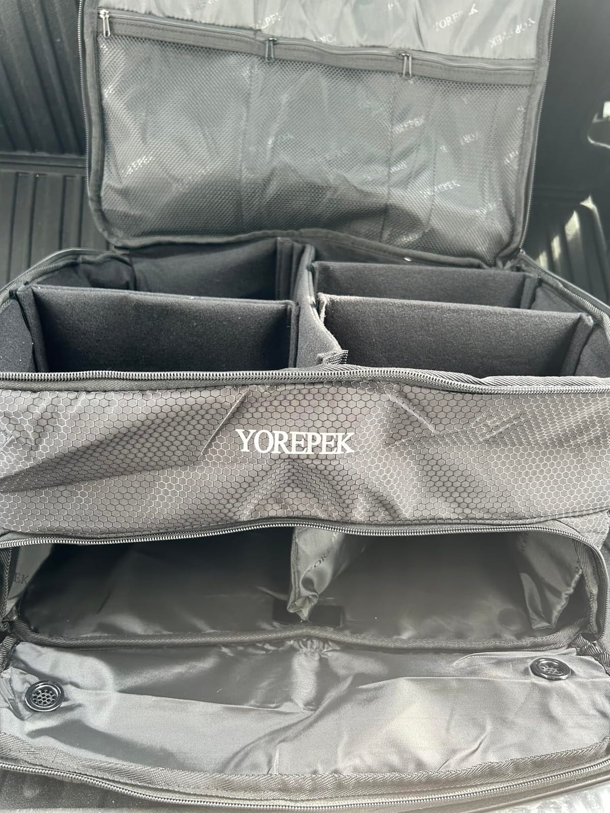 YOREPEK 2 Layer Golf Trunk Organizer, Golf Gifts for Men with Separate Ventilated Compartment for 2 Pair Shoes, Waterproof Car Trunk Locker for Balls, Tees, Clothes, Gloves, Gifts for Golfers customer photo 2