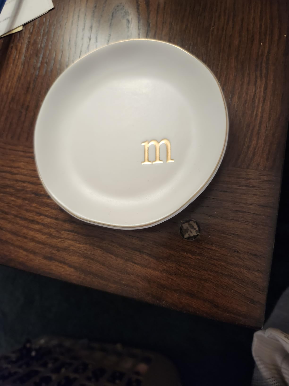COLLECTIVE HOME Ceramic Jewelry Tray, Trinket Dish, Gifts for Women (M) | Mother's Day, Birthday, Christmas, Engagement Gifts, Vanity, Nightstand Decor, Embossed Gold Monogram Ring Dish with Gift Box customer photo 1