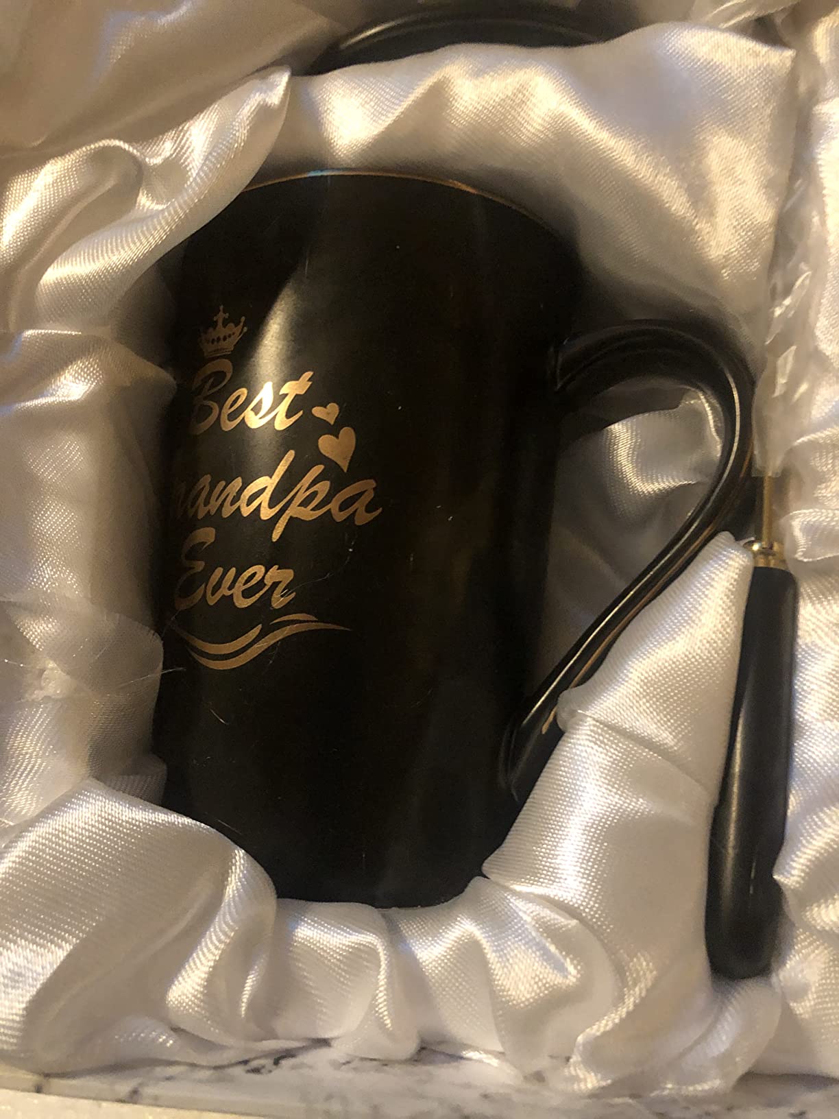 Cabtnca Grandparents Gifts, Best Grandma Grandpa Ever Mug Set, Mothers Day Christmas Gift for Grandparents Gifts for Grandma Grandpa from Granddaughter Grandkids, 14Oz Black & White customer photo 2
