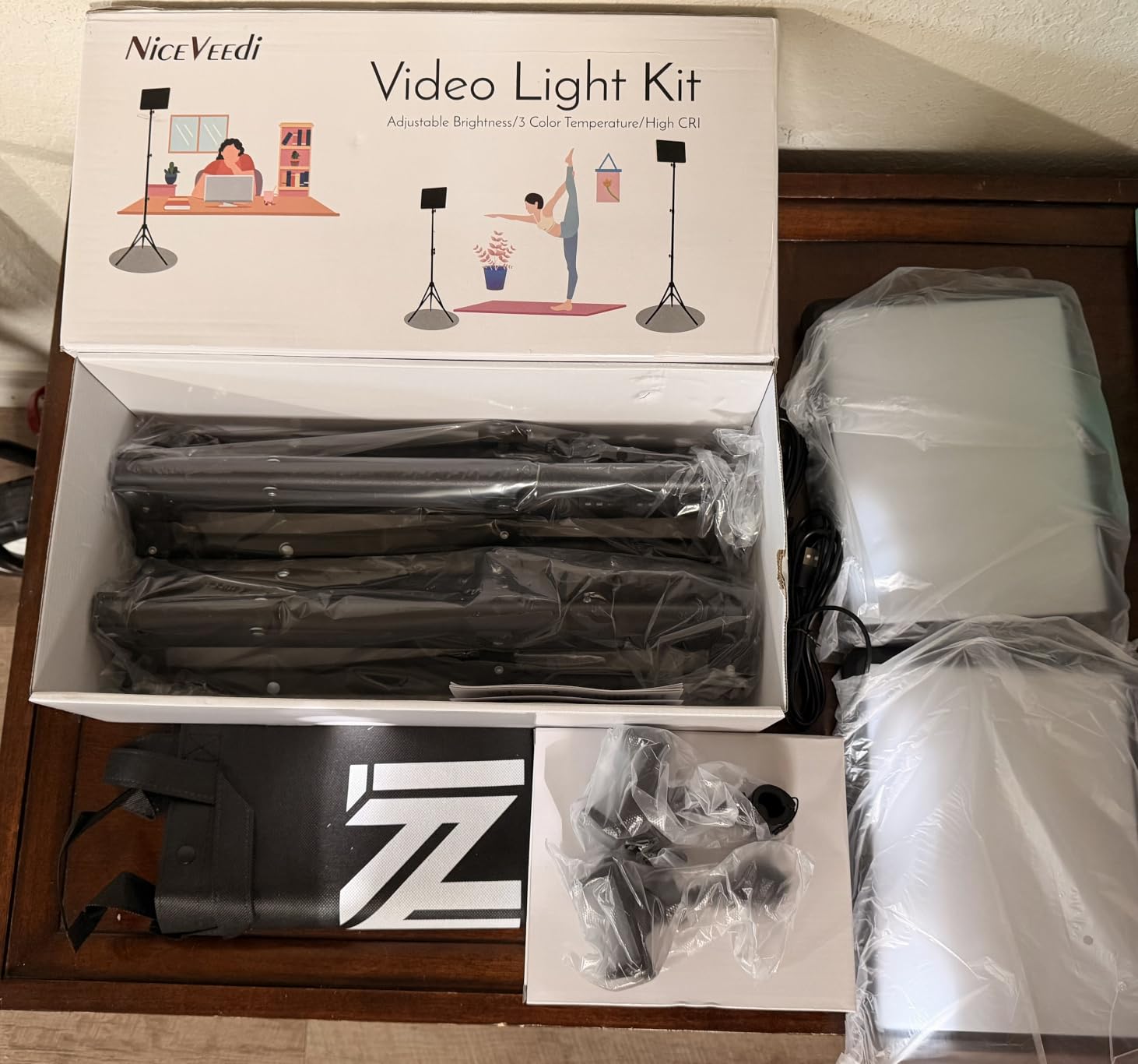 2-Pack LED Video Light Kit, NiceVeedi Studio Light, 2800-6500K Dimmable Photography Lighting Kit with Tripod Stand & Phone Holder, 73