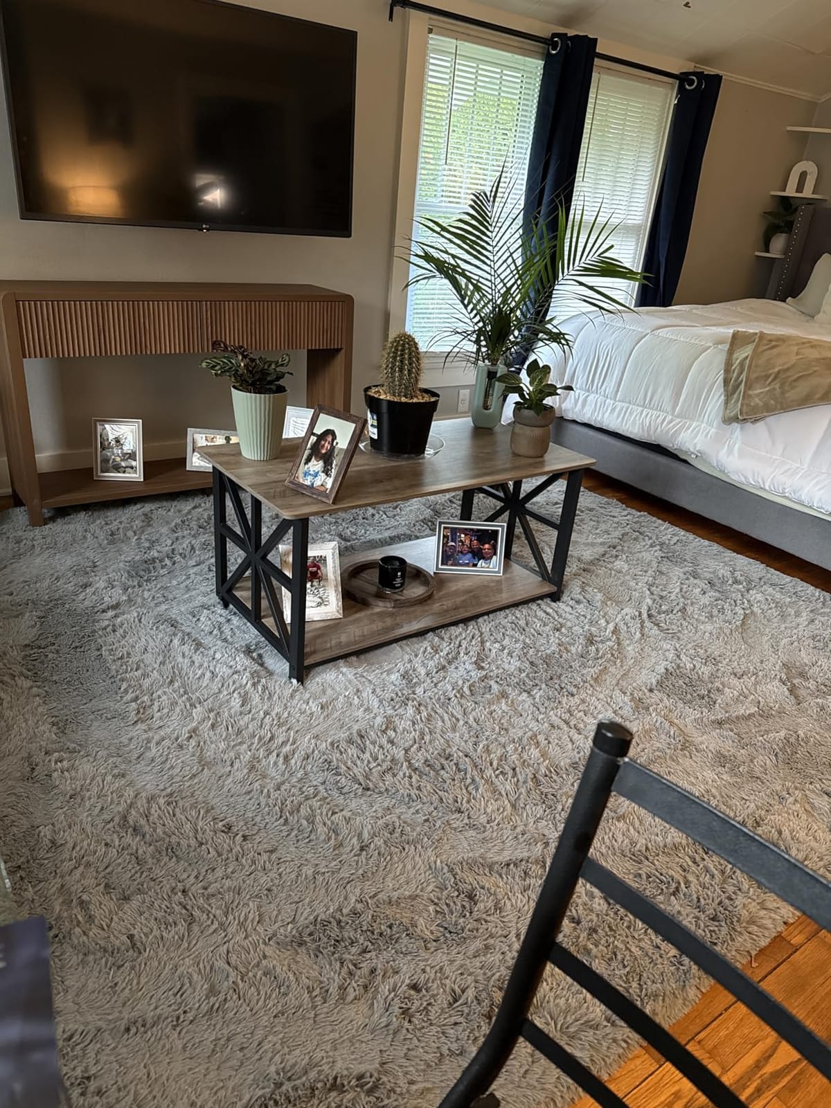 GreenForest Round Corners Coffee Table for Living Room | armhouse Style Center Table with Storage Shelf,39 Inch Space Saving Sofa Table,Easy Assembly,Gray Wash customer photo 2
