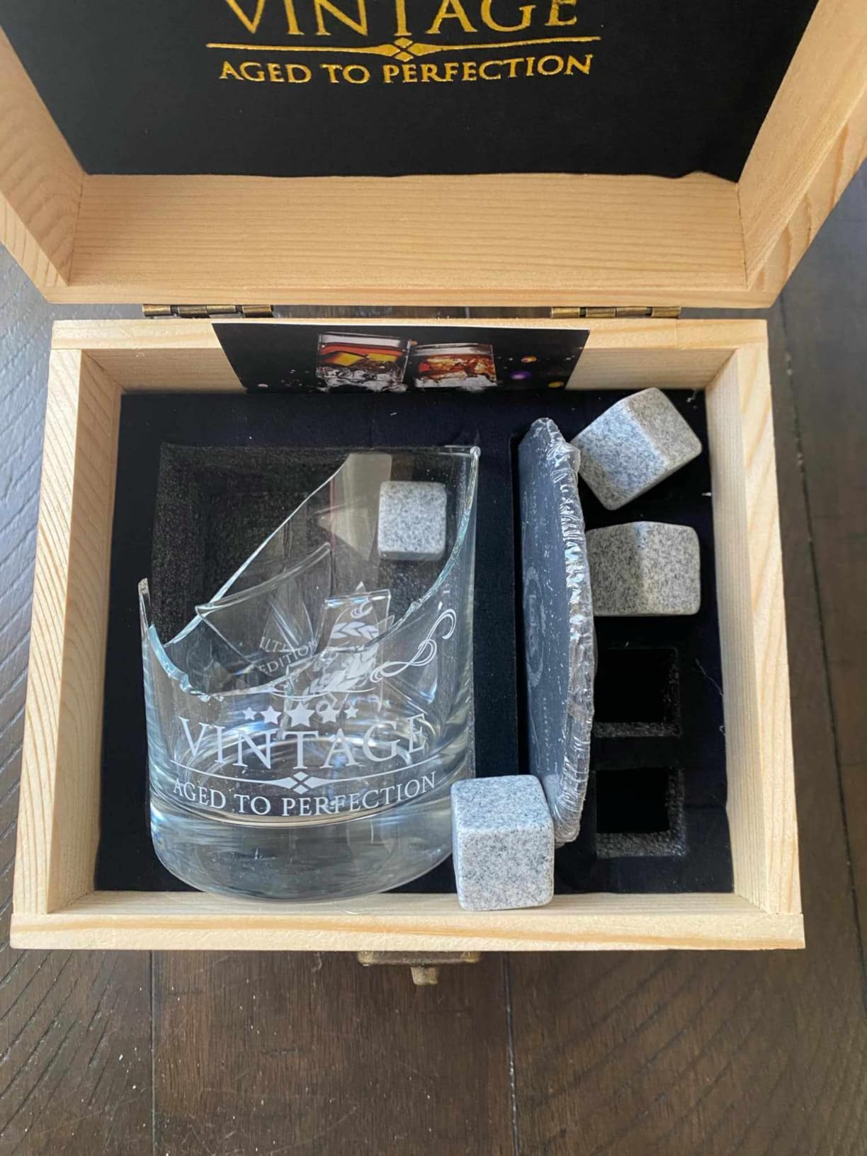 Retirement Gifts for Men Whiskey Glass Set - The Legend Has Retired 2026 - Retirement Party Decorations, Supplies - Gifts Ideas for Him, Dad, Husband, Friends - Wood Box & Whiskey Stones & Coaster customer photo 2