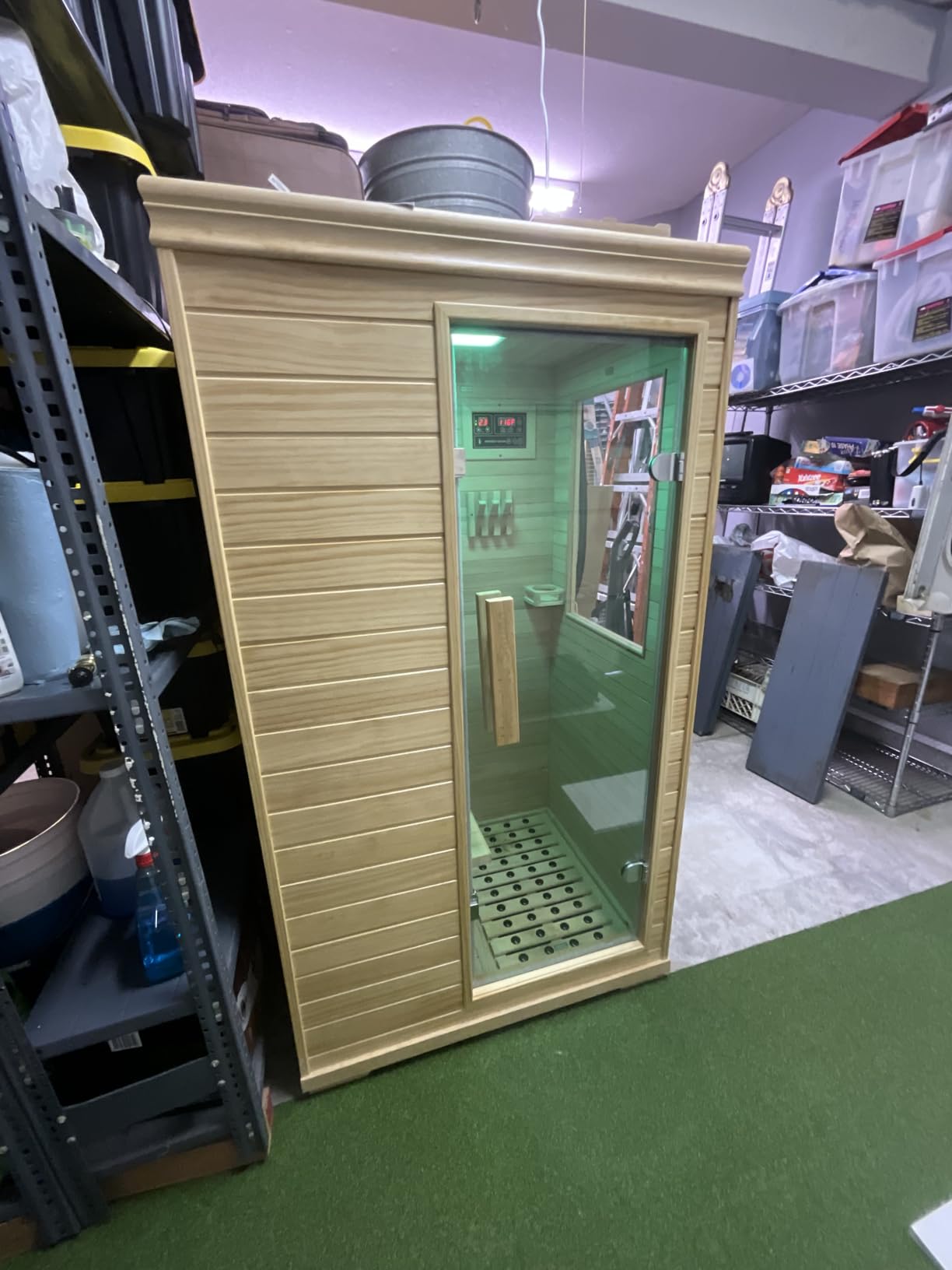 Homsido Infrared Home Sauna Room 1 Person Hemlock Wooden Indoor Dry Sauna, Low EMF 1200W/110V Heaters Panels, LCD Control Panel, 10 Minutes Pre-Warm up, Time and Temp Pre-Set customer photo 1