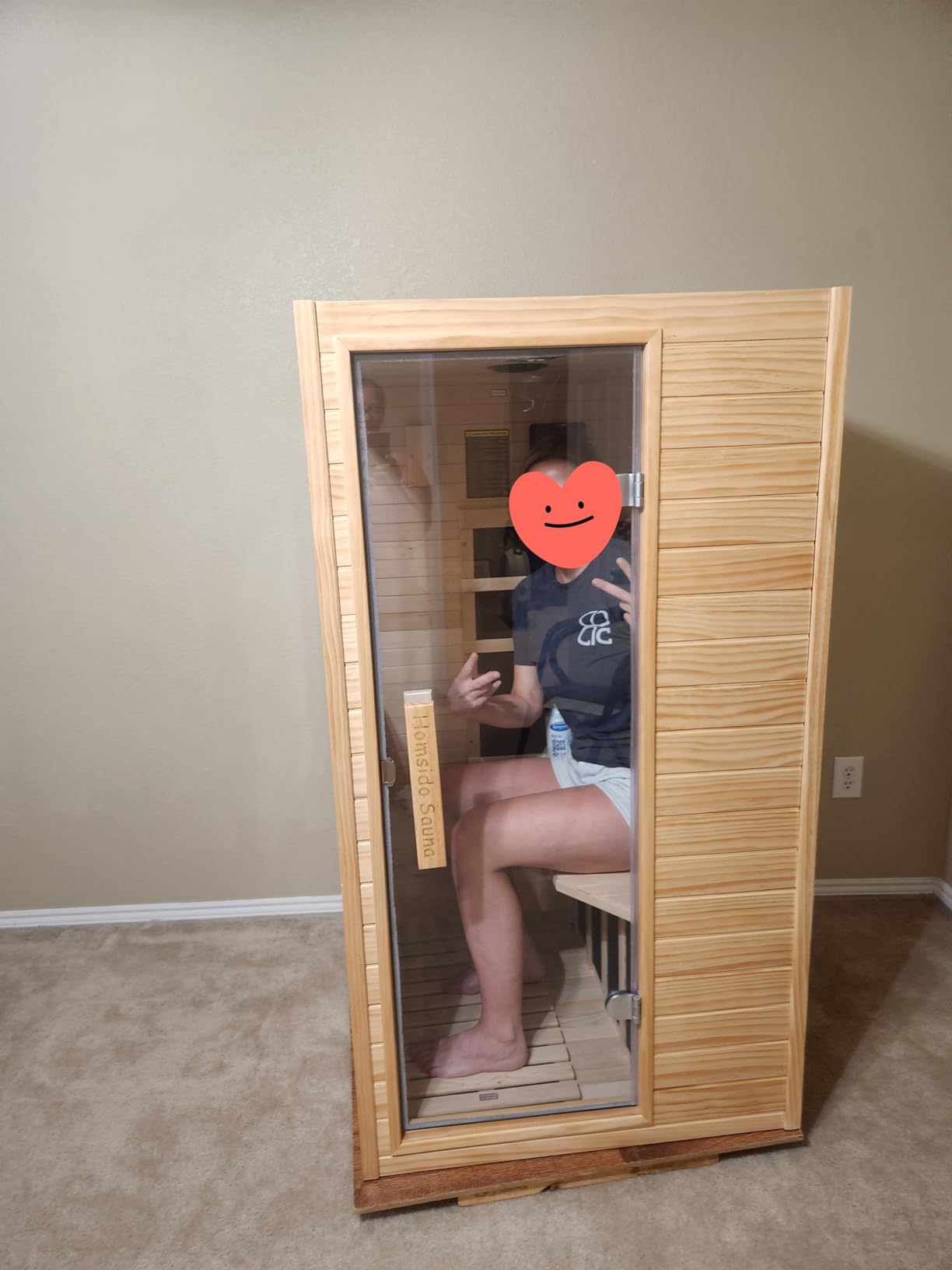 Homsido Infrared Home Sauna Room 1 Person Hemlock Wooden Indoor Dry Sauna, Low EMF 1200W/110V Heaters Panels, LCD Control Panel, 10 Minutes Pre-Warm up, Time and Temp Pre-Set customer photo 2
