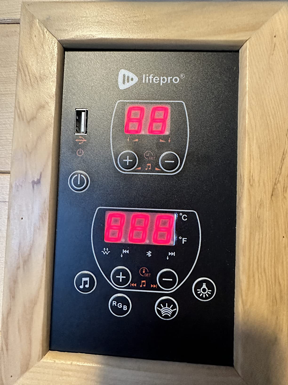 LifePro Rejuvacure 1 or 2 Person Indoor Sauna, Red Light, Low EMF Models | Chromotherapy Lights, Canadian hemlock wood with 4 carbon fiber panels, bluetooth sound system and tempered glass door customer photo 1