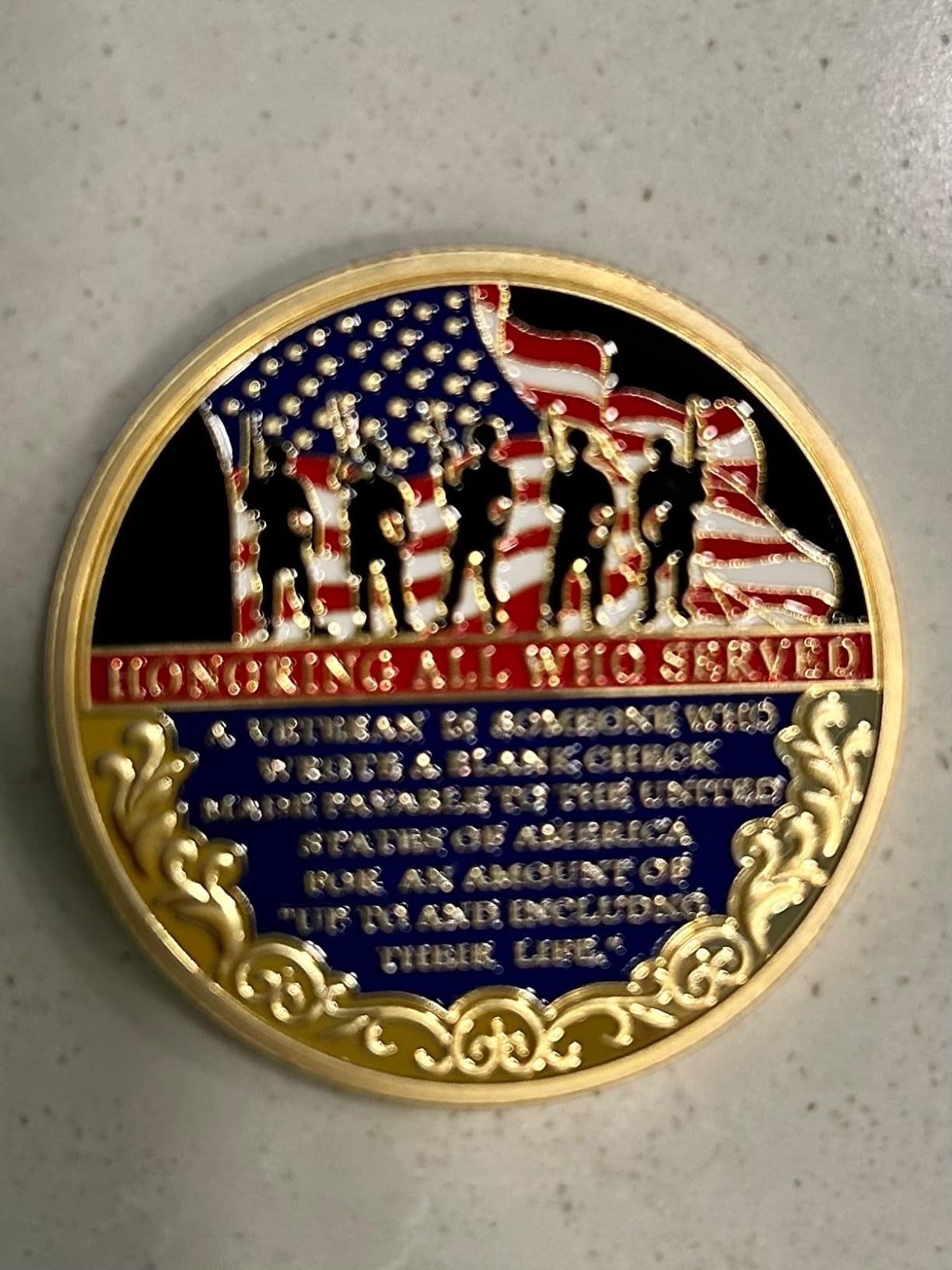 Honoring All Who Served Military Appreciation Challenge Coin Veteran Day Thank You for Your Service Gold Plated Coins customer photo 1