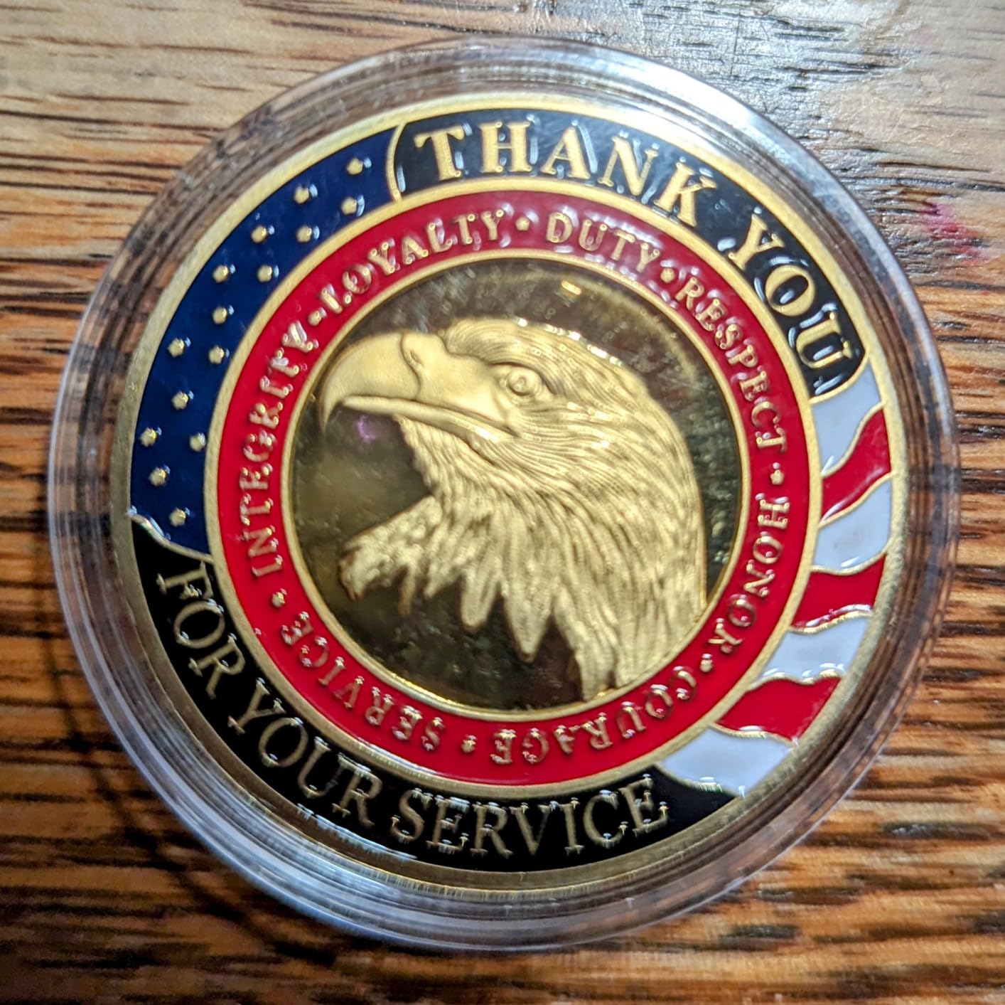 Honoring All Who Served Military Appreciation Challenge Coin Veteran Day Thank You for Your Service Gold Plated Coins customer photo 2