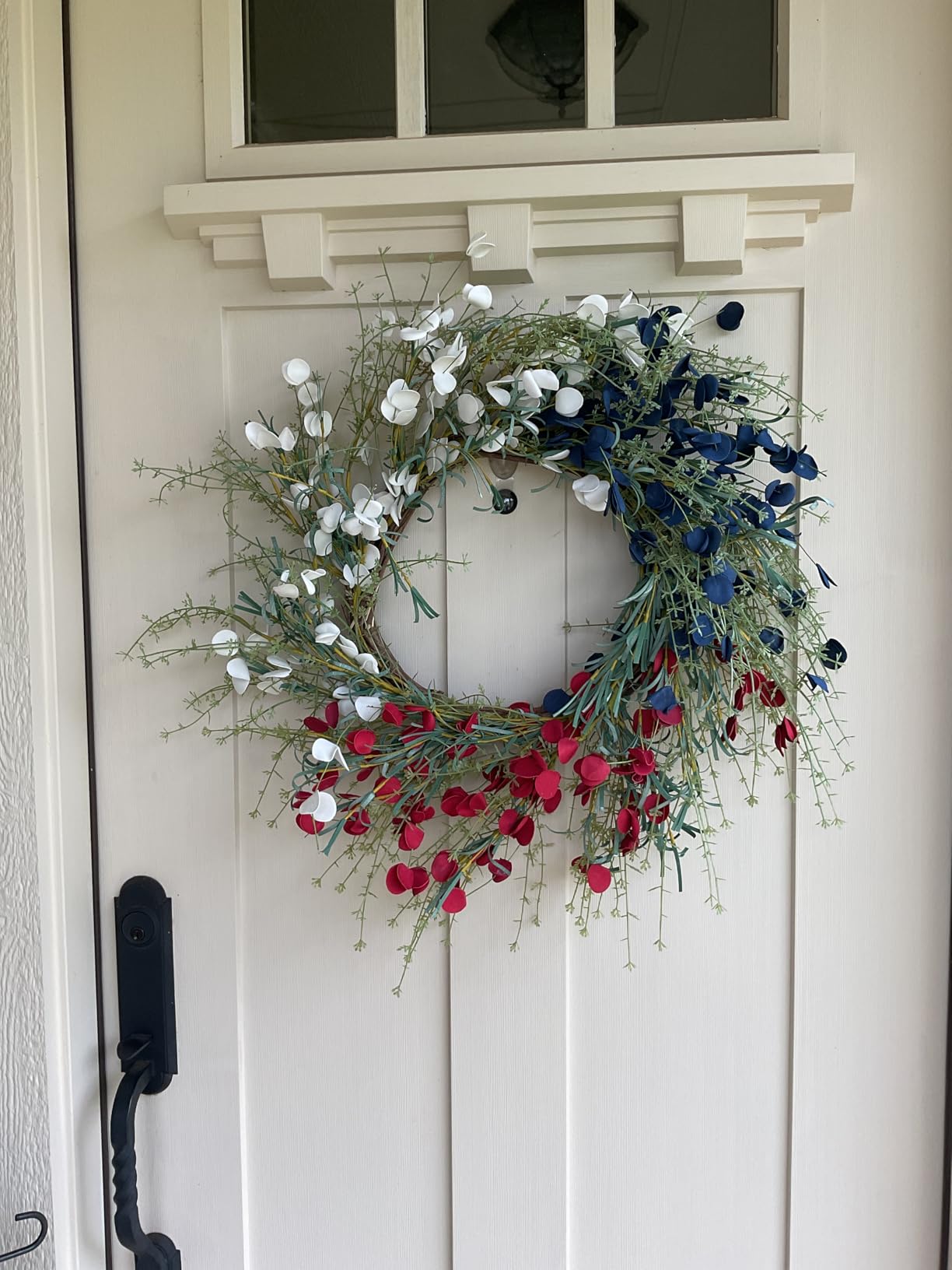 22 inches American Flag Floral Wreaths Patriotic Decorations Wreath Red White Blue Artificial Floral Twig Wreath 4th of July Independence Day Memorial Day Flag Day Hanging Decoration customer photo 2