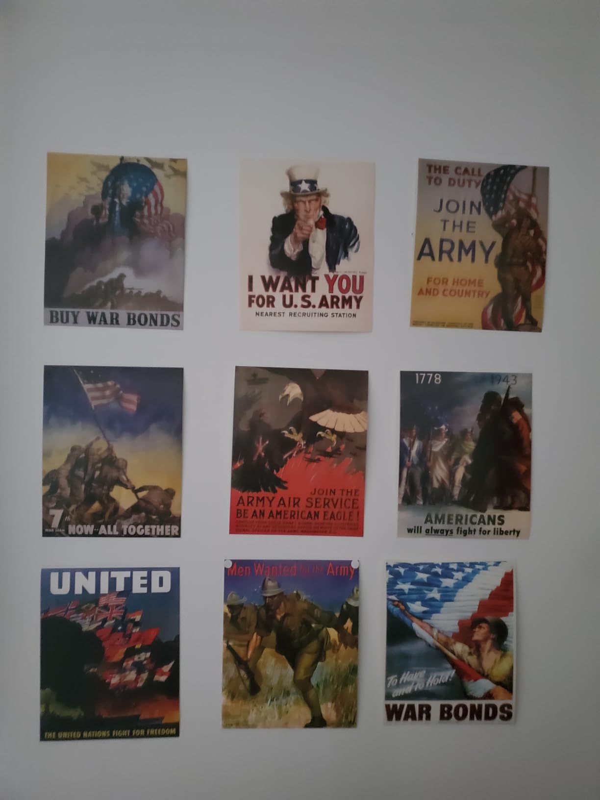 Vintage WW2 Poster - 9pcs Propaganda Pictures US History Posters (Unframed) | 8x10 cardstock prints, glue dots included, classroom decorations customer photo 1