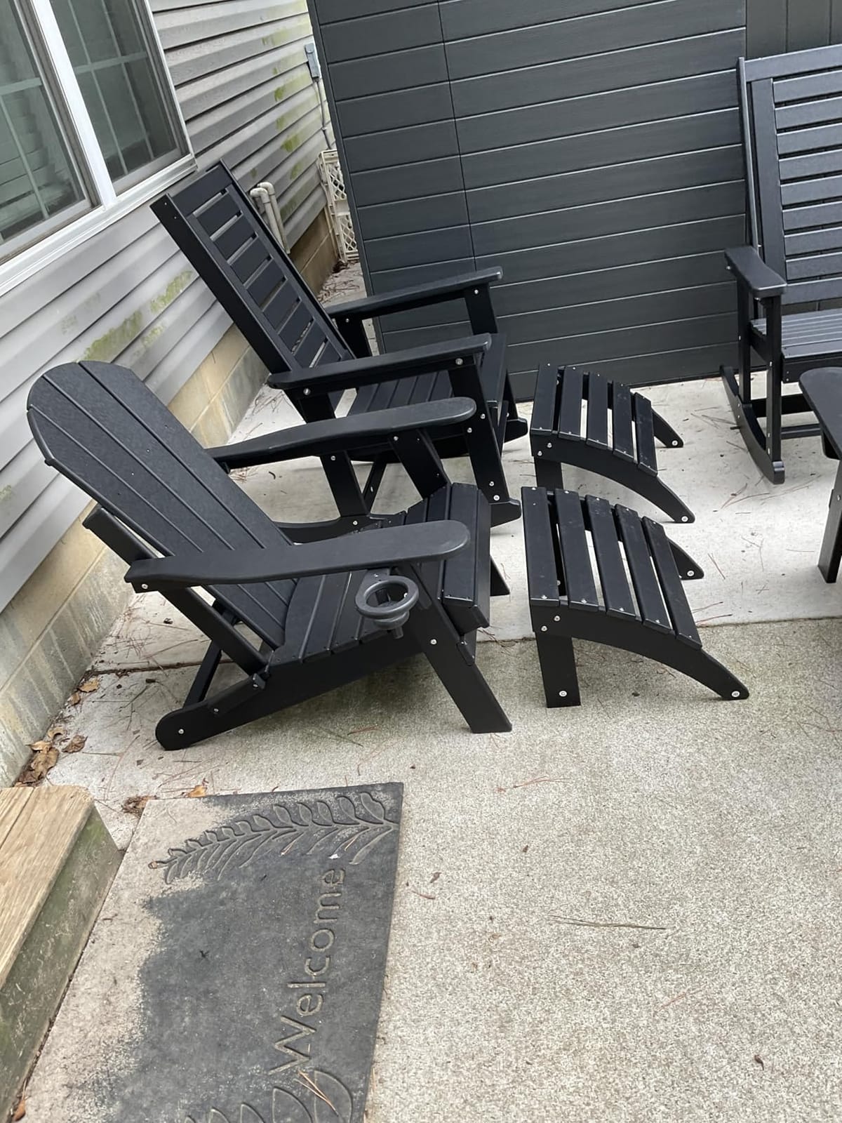 GREENVINES Folding-Adirondack-Chairs Set of 2, HDPE All Weather, Blue | Hidden Cup Holder | 5