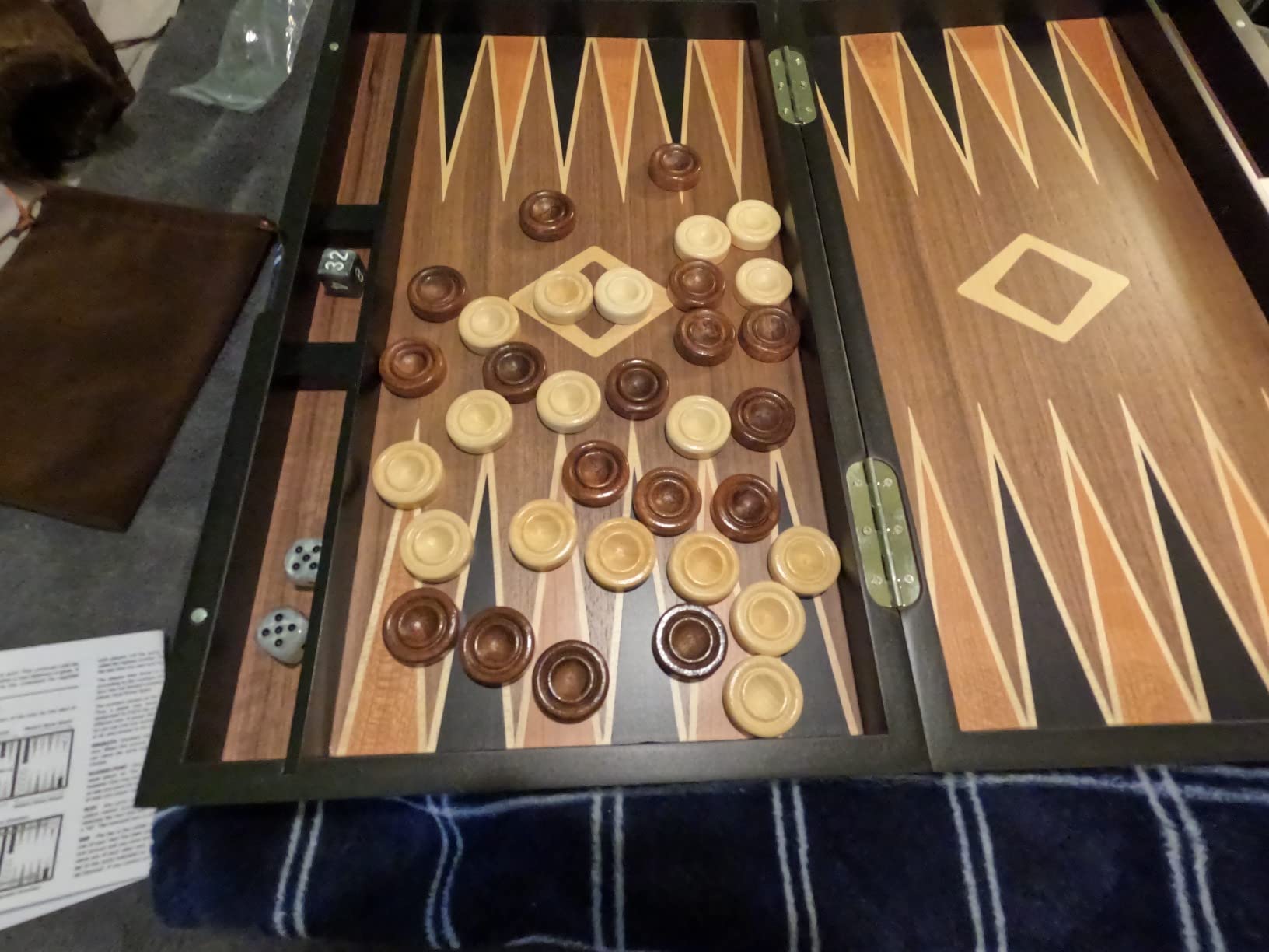 Wooden Backgammon Set for Adults - 19 Inch Classic Board Game Case - Premium Folding Backgammon Set with Wooded Playing Pieces, Dices - Large Wood Inlaid Travel Backgammon Game Set for 2 Players customer photo 1