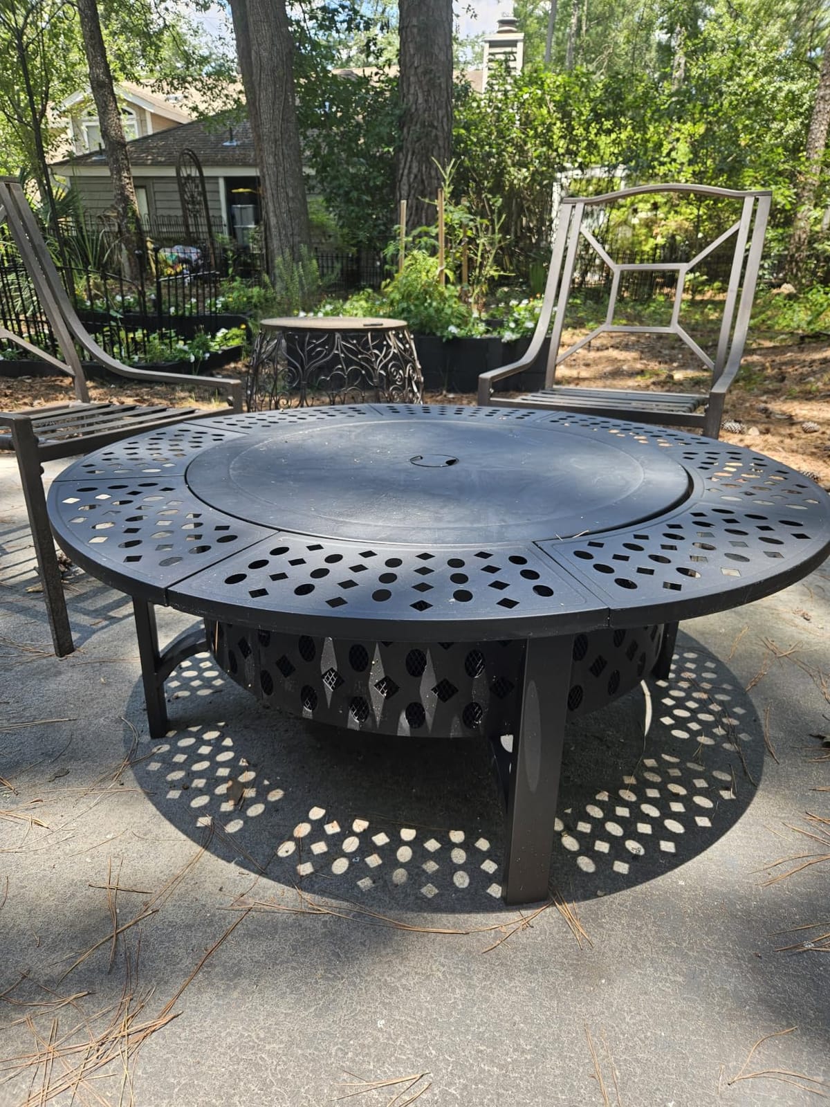OutVue 36 Inch Fire Pit with 2 Grills,Wood Burning Fire Pits for Outside | Fire Pit with Lid, Poker & Round Waterproof Cover, BBQ& Outdoor Firepit & Round Metal Table 3 in 1 for Patio, Picnic, Party customer photo 2