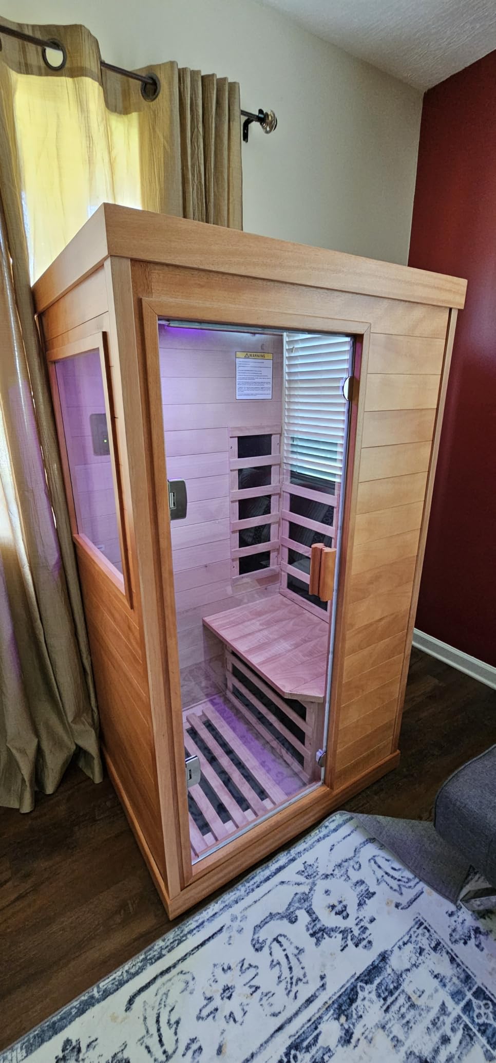 OUTEXER Far Infrared Sauna Home Sauna Spa Room Canadian Hemlock Wood 1200W | Indoor Saunas Low EMF 110V with 7 Color Light and Tempered Glass Door, Room: 35.2*27.6*61.6Inch customer photo 2
