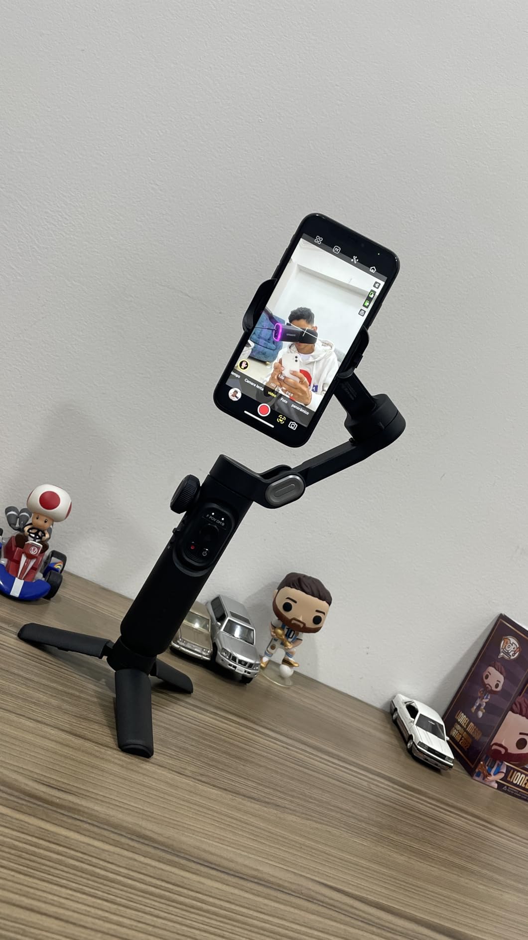 AOCHUAN Smart XE 3-Axis Phone Gimbal Stabilizer for iPhone | Foldable handheld smartphone gimbal w/focus wheel, TikTok, YouTube vlog, video creation, compatible with iPhone & Android customer photo 2