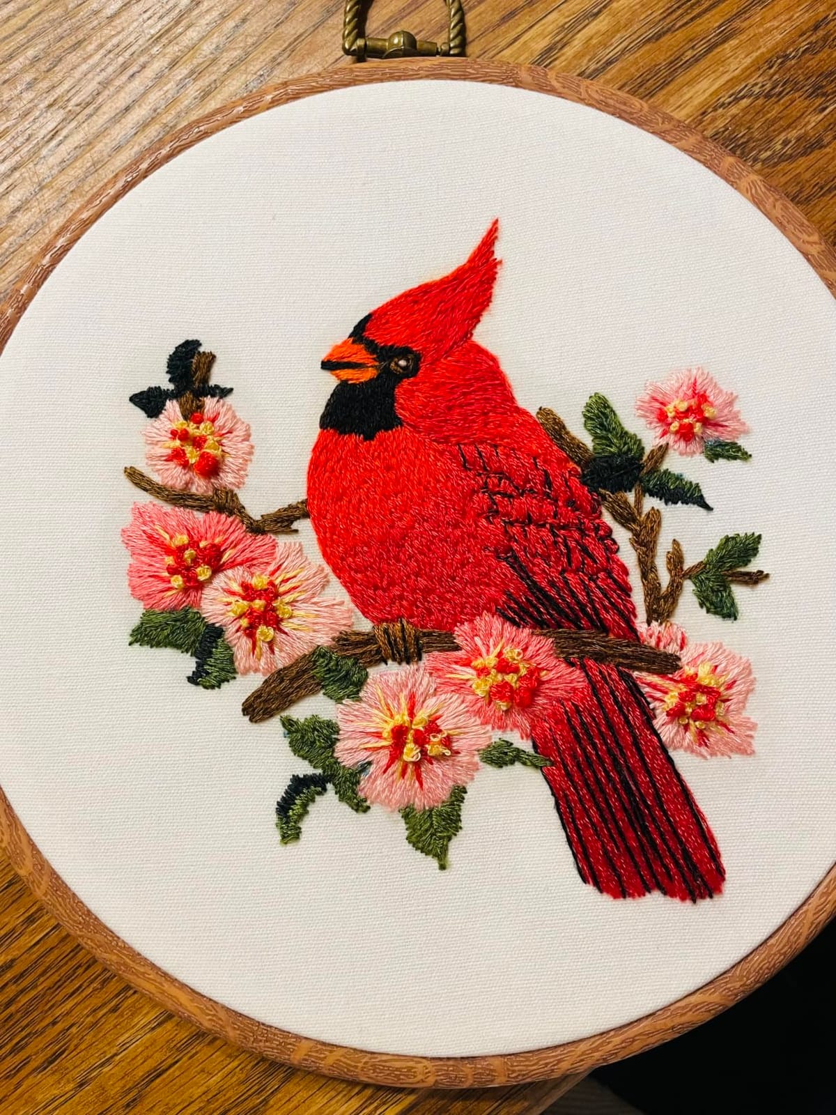 Louise Maelys Cardinal Embroidery Kits for Beginners with Flower Pattern | Cross Stitch Kits Offer Pre-Printed Fabric, Embroidery Hoop, Threads, Needles and Guide. Needlepoint Kit for Adults Starter customer photo 2