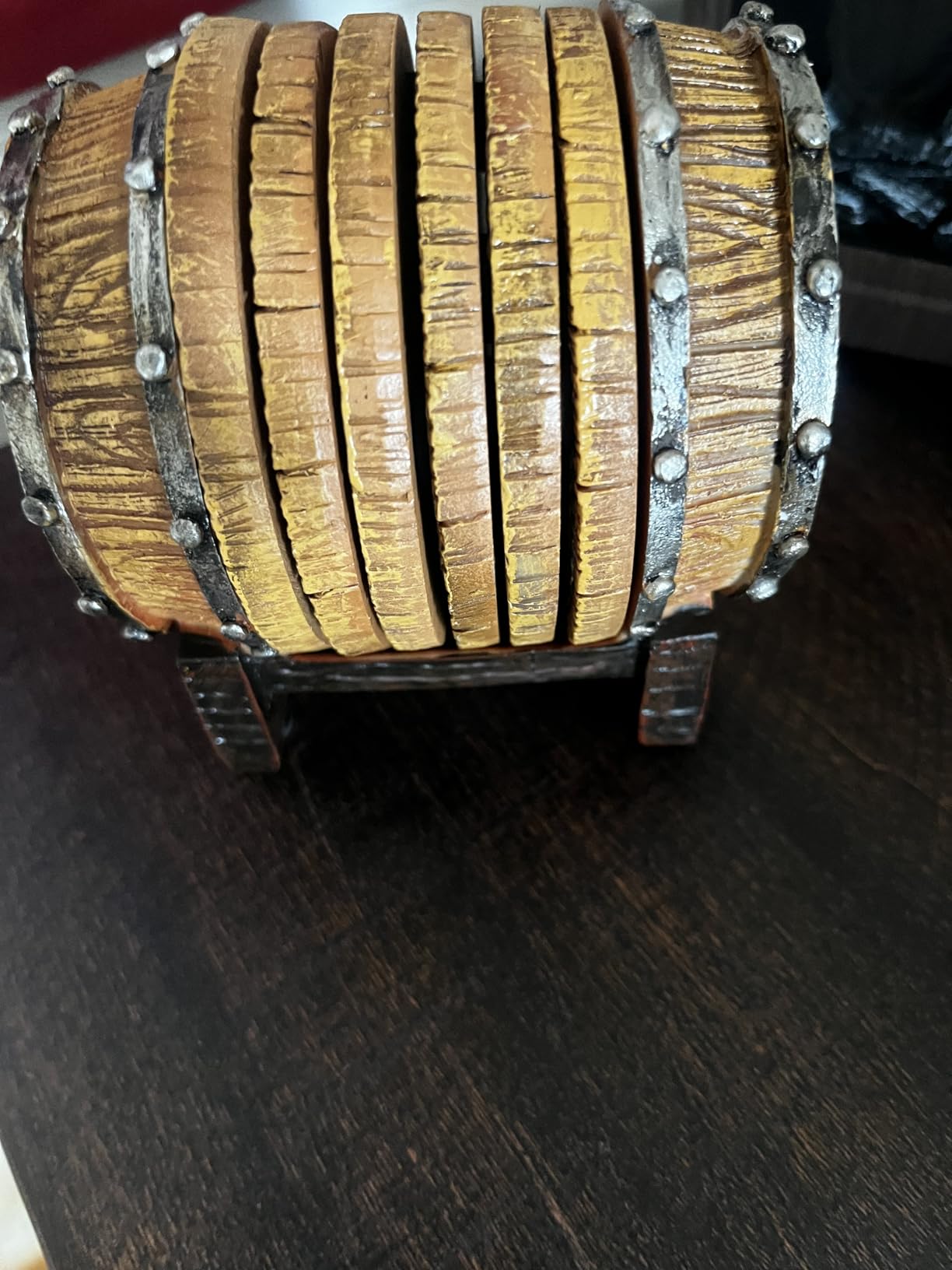 Cabin Obsession Whiskey Barrel Coaster Set - Handcrafted Whiskey Barrel Decor for Whiskey Lovers and Man Cave Gifts for Men - 6 Full Size Whiskey Coasters with Barrel Style Holder for Man Cave Decor customer photo 1