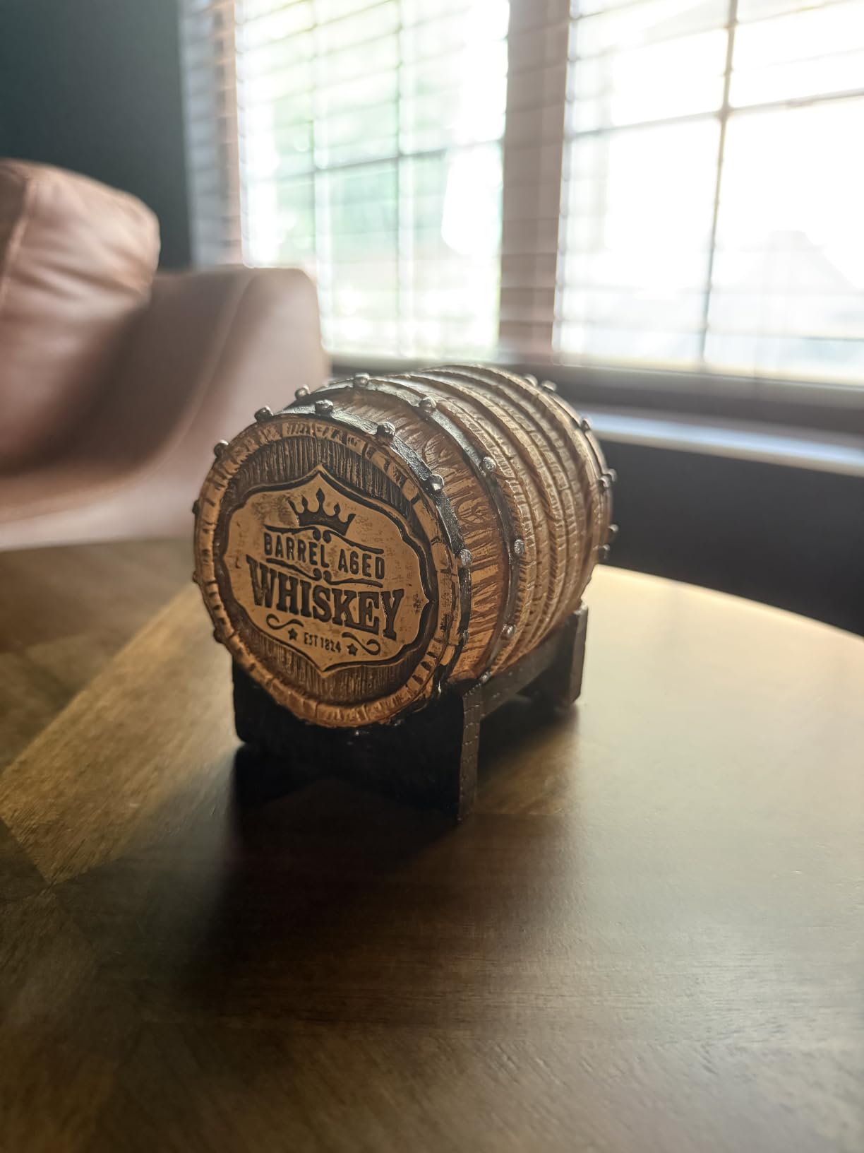 Cabin Obsession Whiskey Barrel Coaster Set - Handcrafted Whiskey Barrel Decor for Whiskey Lovers and Man Cave Gifts for Men - 6 Full Size Whiskey Coasters with Barrel Style Holder for Man Cave Decor customer photo 2