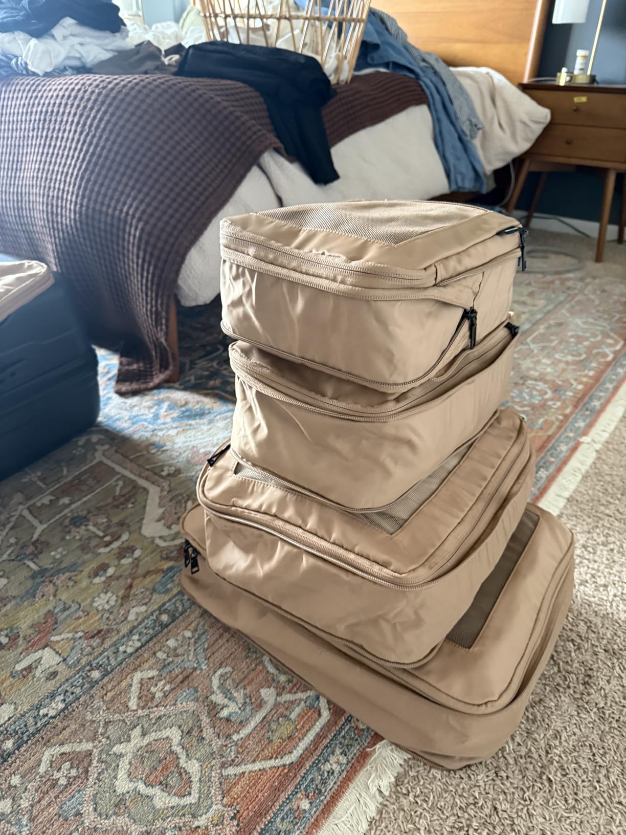 Aerotrunk Compression Packing Cubes for Travel - Luggage Organizer Bags - Double Zipper Packing Cubes for Suitcases (6-Pack, Beige) customer photo 2