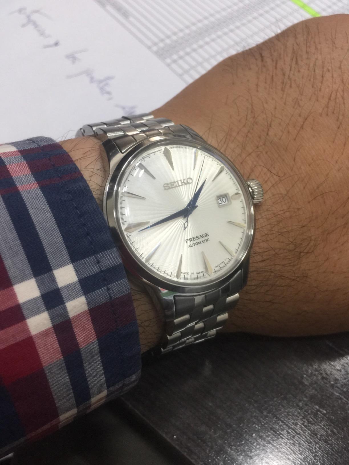 SEIKO Automatic Watch for Men - Presage Cocktail Time - Patterned Dial | Gloss Finish, Date Calendar, Stainless Steel, Water-Resistant 50M, 41-Hour Reserve Power, See-Through Caseback customer photo 1