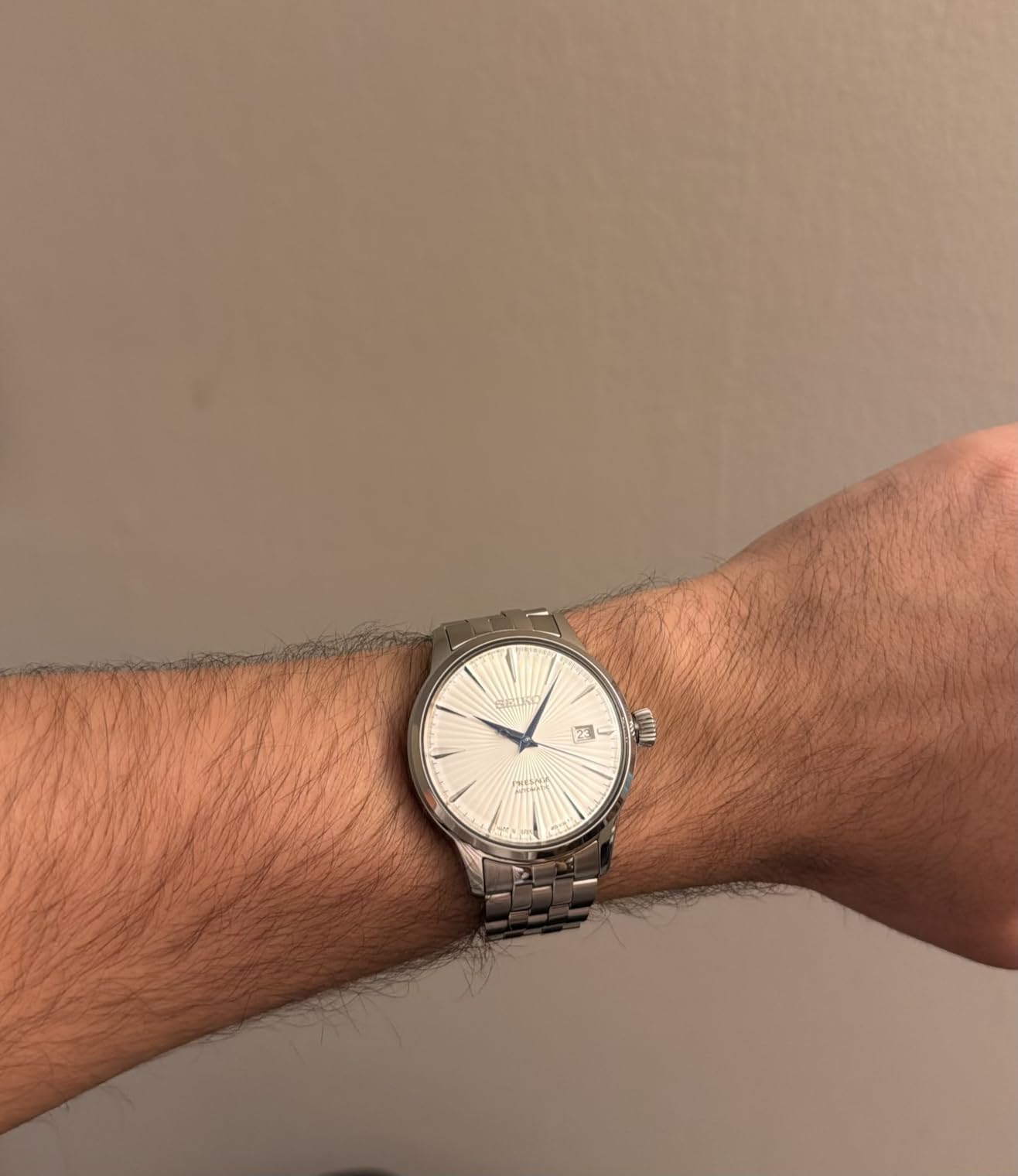 SEIKO Automatic Watch for Men - Presage Cocktail Time - Patterned Dial | Gloss Finish, Date Calendar, Stainless Steel, Water-Resistant 50M, 41-Hour Reserve Power, See-Through Caseback customer photo 2