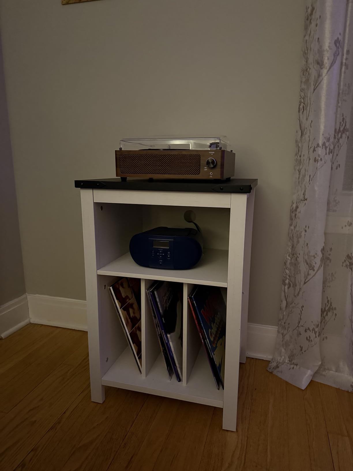 Joaxswe Record Player Stand with Vinyl Record Storage,Rustic Brown Record Player Table Holds up to 160 Albums,Large Wood Turntable Stand Cabinet Dispaly Shelf for Living Room,Bedroom,Office customer photo 1