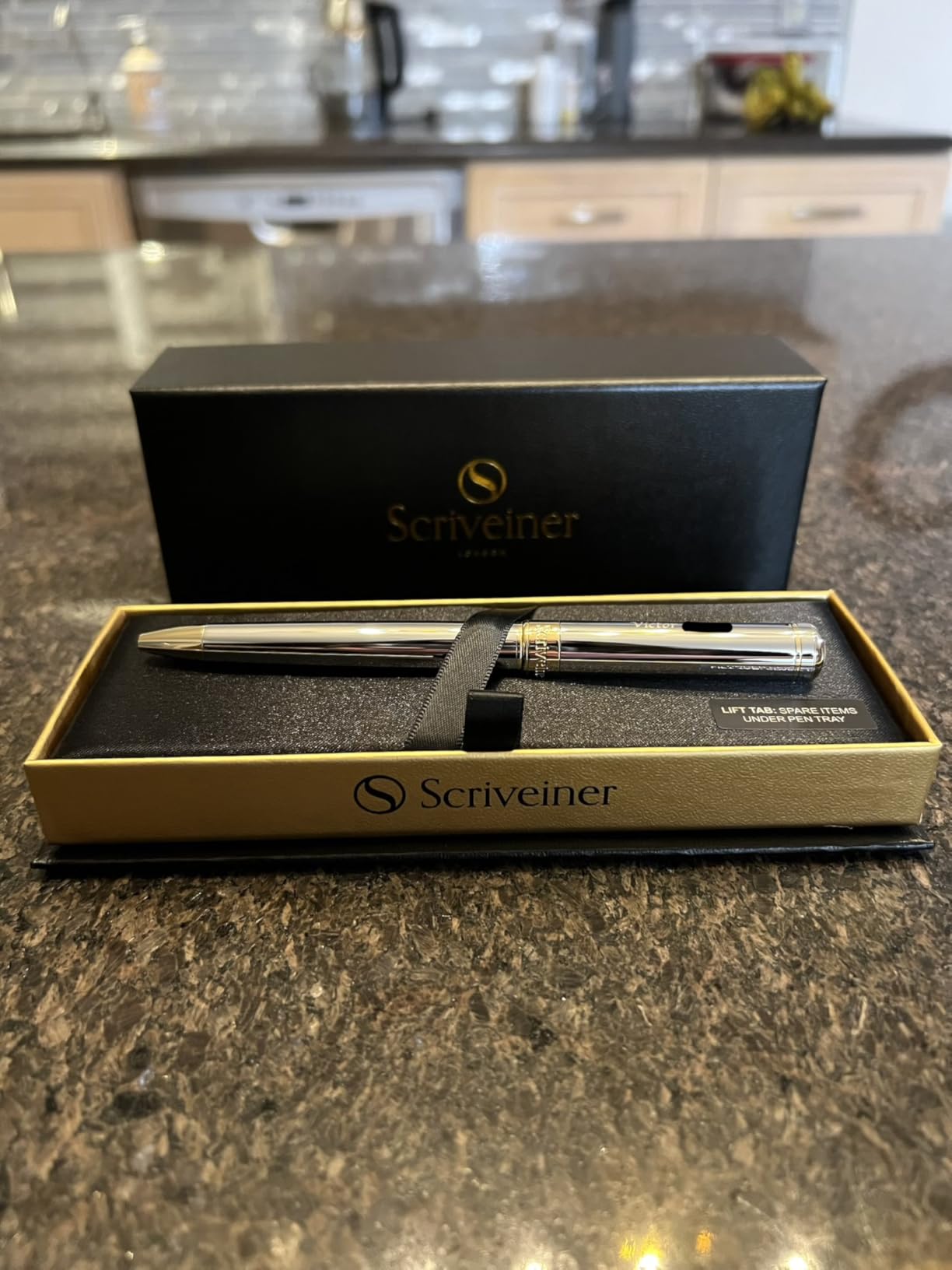 Scriveiner Personalized Silver Chrome Ballpoint Pen - Stunning Luxury Pen, Real Gold Plating customer photo 1