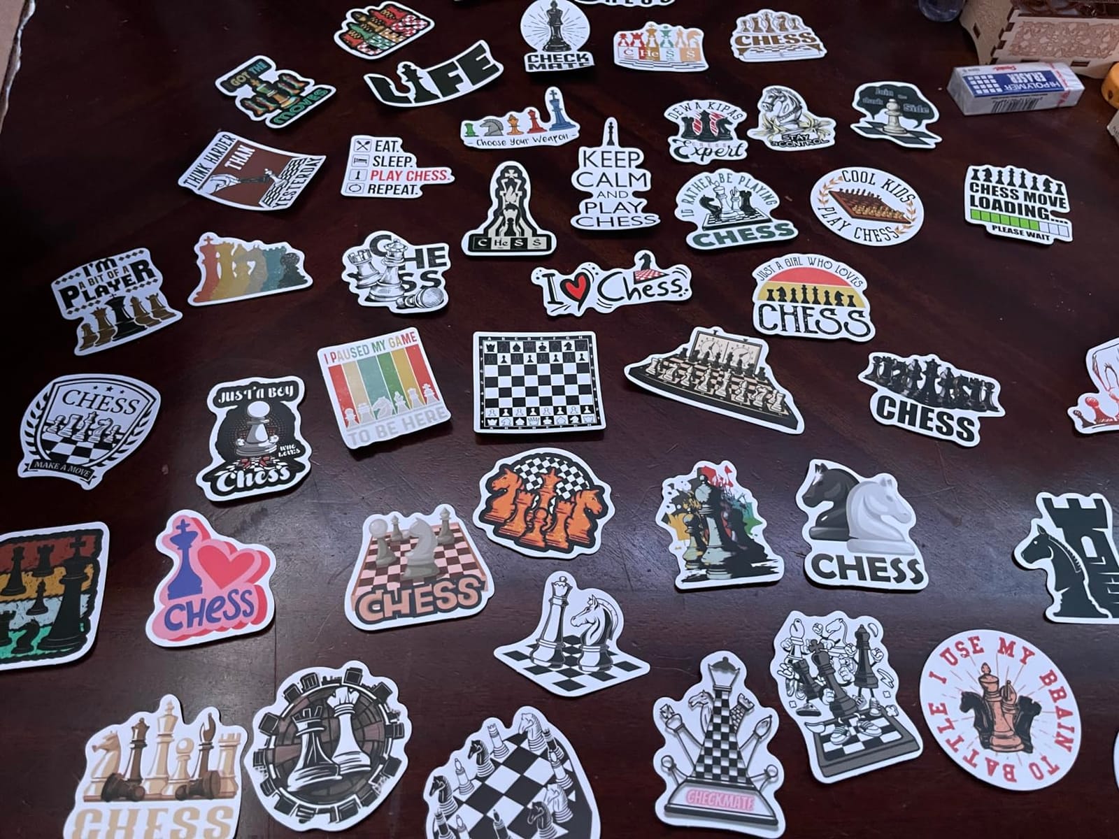 50 PCS Chess Stickers, Chess Decorations, Funny Game Vinyl Stickers for Laptop, Scrapbook, Water Bottle, Phone, Gifts for Chess Player, Teens (Chess) customer photo 1