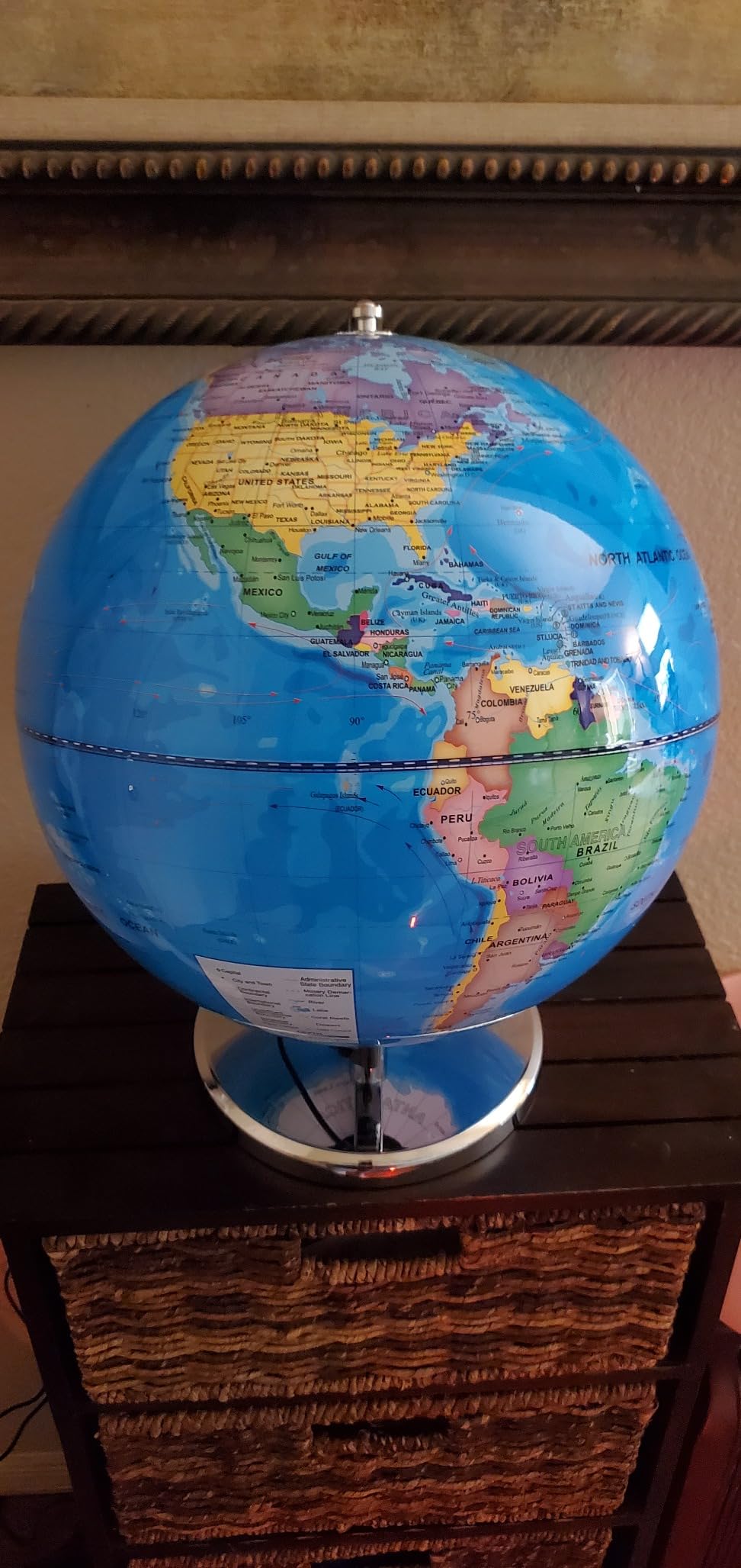 SOUNDANCE 13 Inch Illuminated World Globe, LED Metal Base, Blue | Heavy Metal Base, Plug-in LED Night Light, Kids Learning Tool, Classroom & Desk Decor, HD Political Map Print customer photo 1