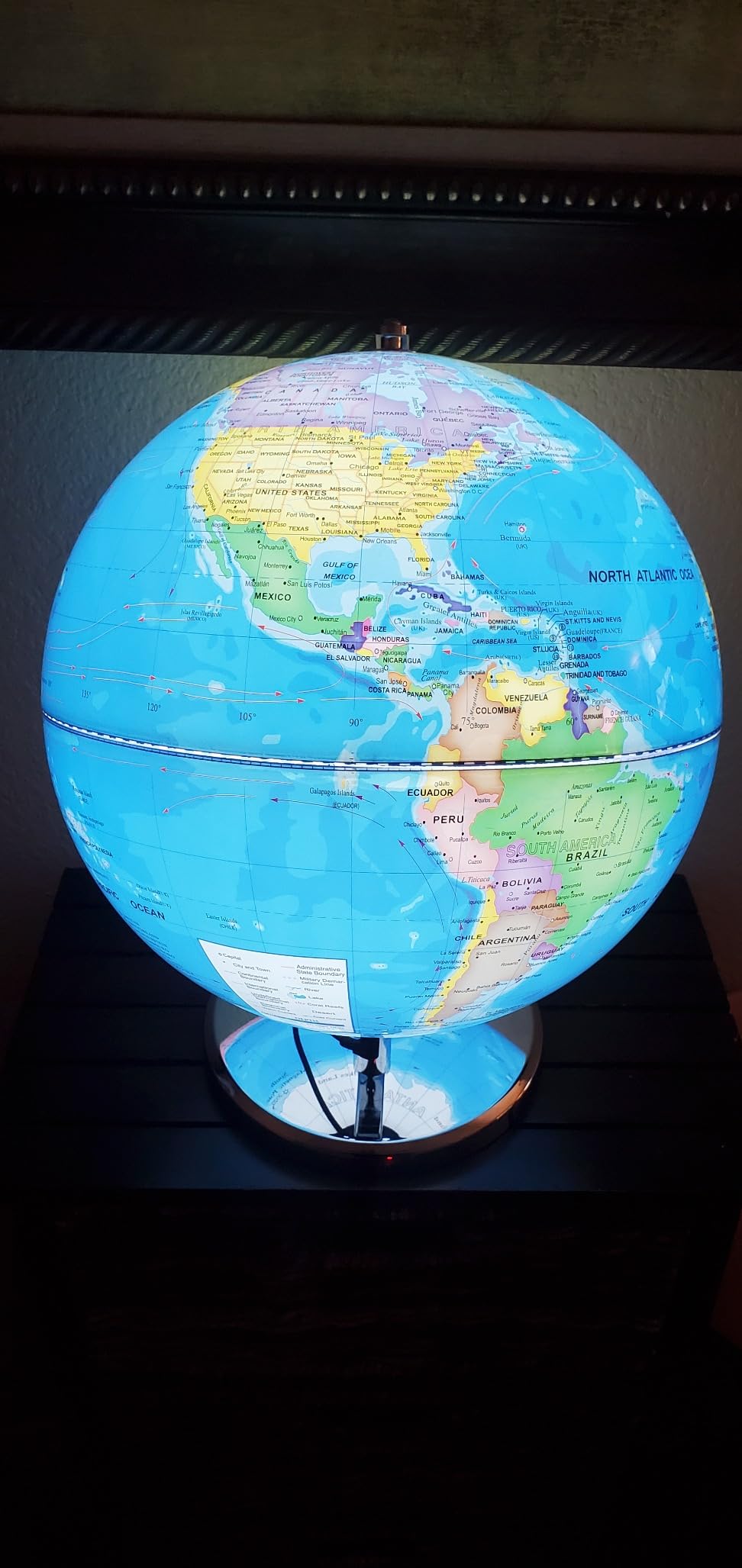 SOUNDANCE 13 Inch Illuminated World Globe, LED Metal Base, Blue | Heavy Metal Base, Plug-in LED Night Light, Kids Learning Tool, Classroom & Desk Decor, HD Political Map Print customer photo 2