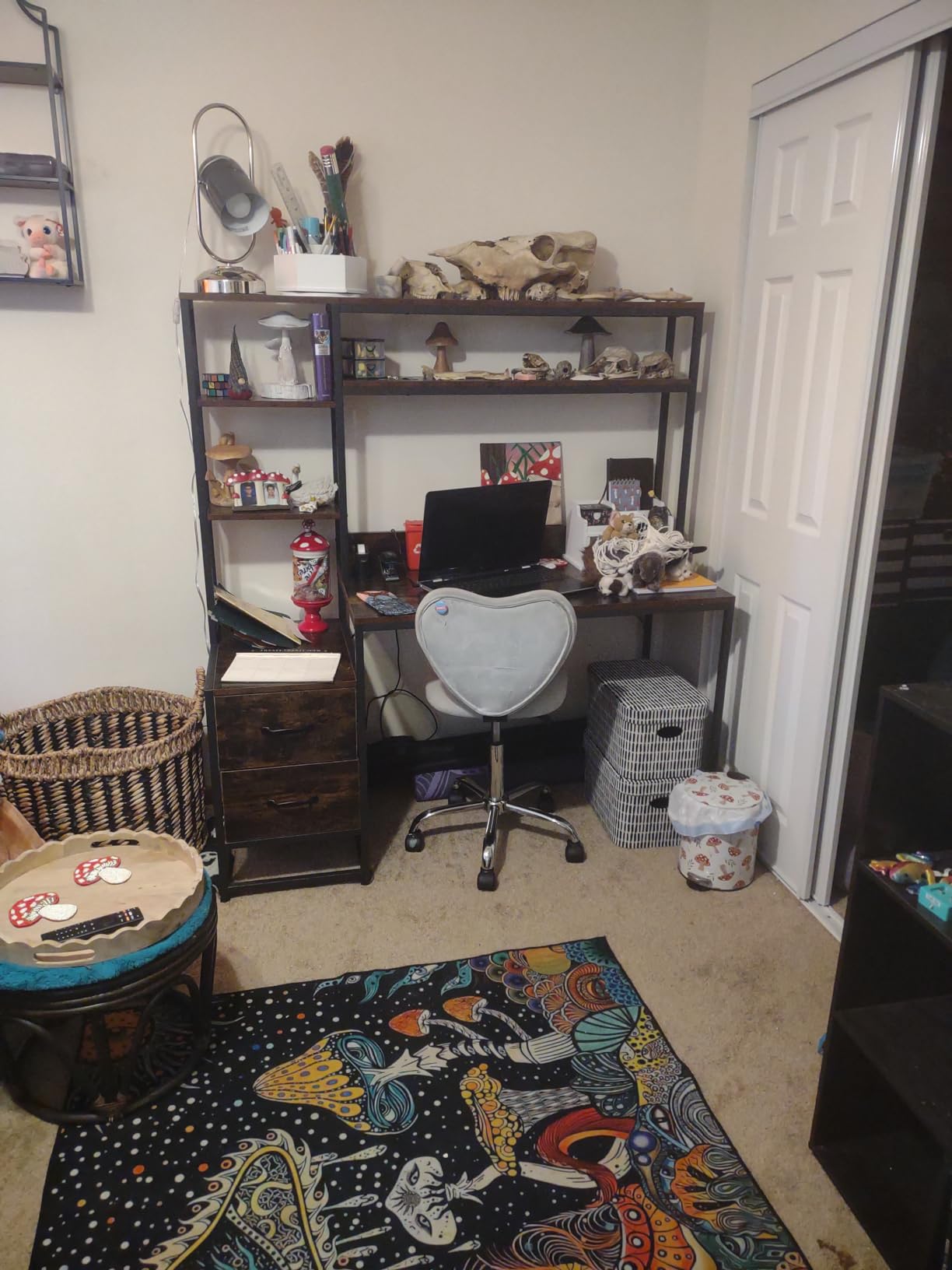 Tribesigns 55 Inch Computer Desk with 2 Drawers and Storage Shelves, Rustic Office Desk with Hutch, Study Writing Gaming Table Laptop Workstation for Home Office (Grey) customer photo 1