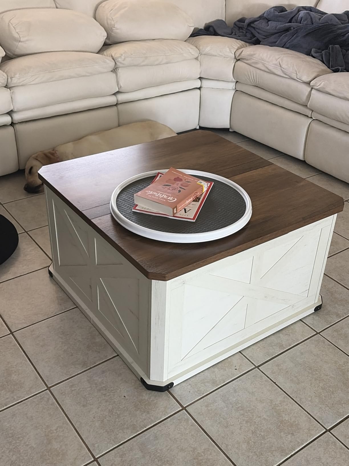 VASAGLE LIRY Collection - Farmhouse Coffee Table with Storage, Square Coffee Table customer photo 2