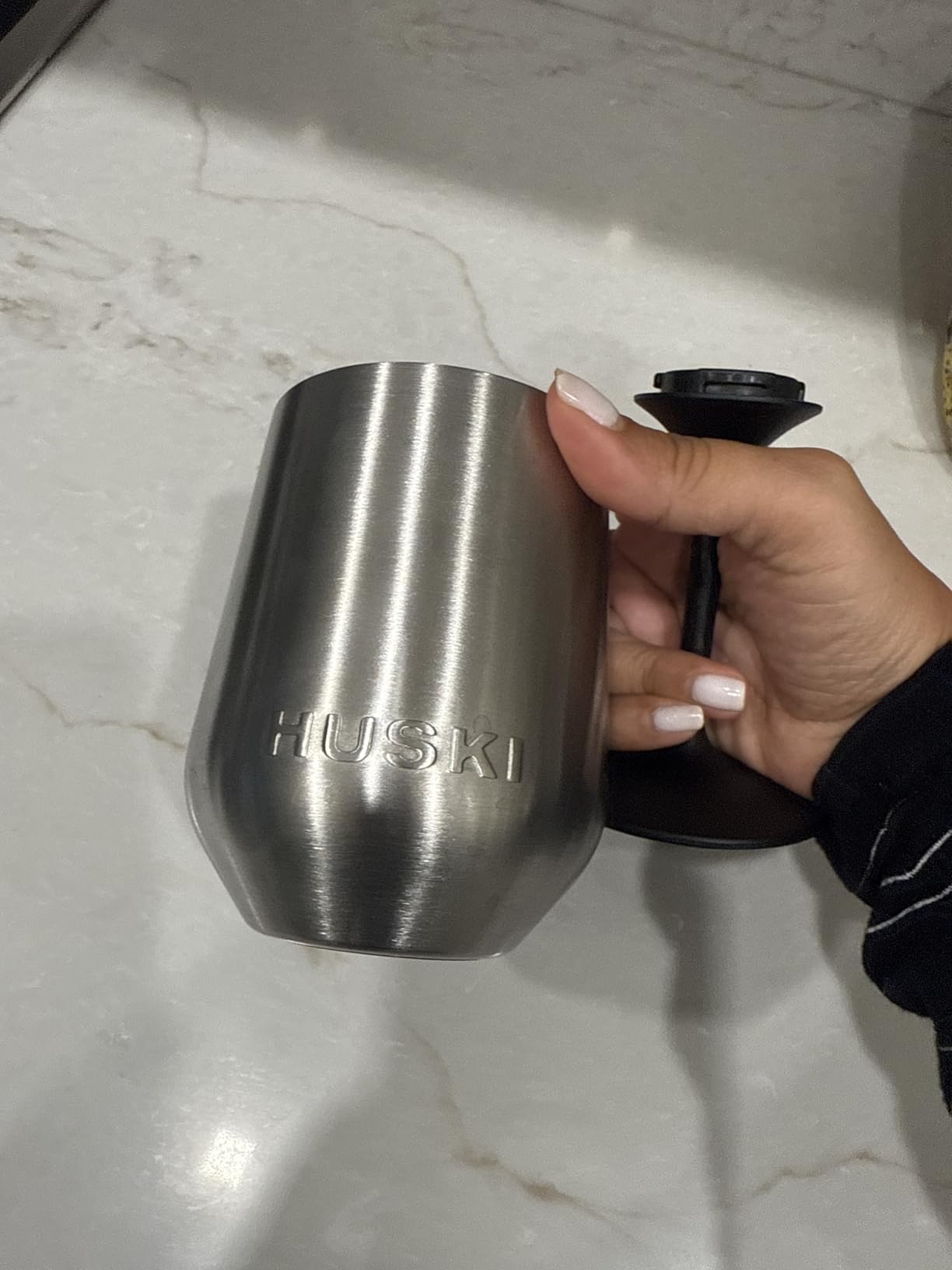 Huski Wine Tumbler 2.0 | NEW | Award-winning Design with Detachable Stem | Premium Stainless Steel Wine Glass with Lid | Triple Insulated Tumbler | 12oz Capacity | Great Gift (Powder Pink) customer photo 2