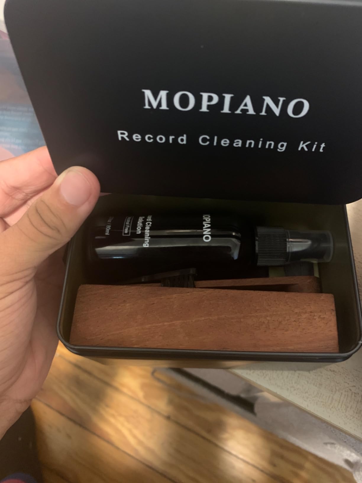 Mopiano Vinyl Record Cleaning Kit|Complete 6-in-1 Vinyl Record Cleaner Kit for Albums|Includes Soft Velvet Vinyl Record Brush,LP Cleaning Liquid,Stylus Brush,Nylon Brush,Microfiber Cloth & Storage Box customer photo 1