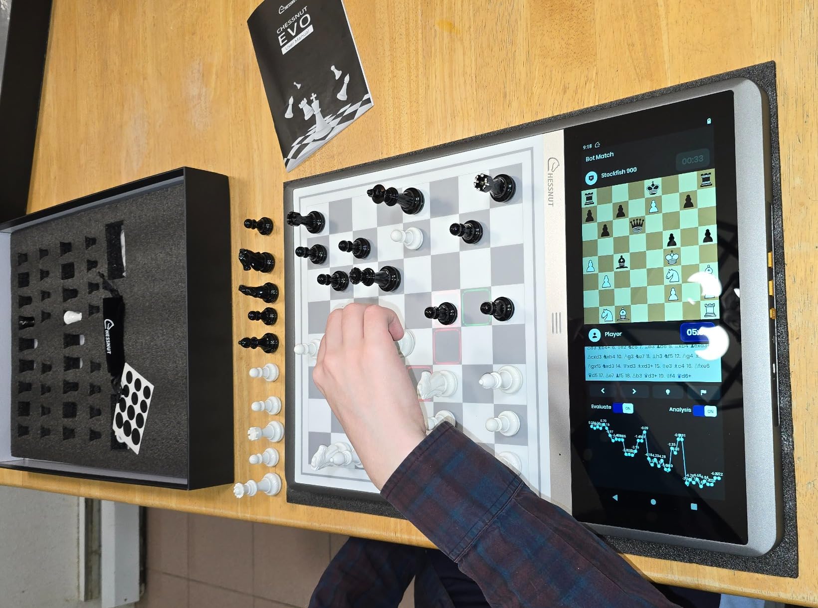 Chessnut Evo AI Chess Computer - Built-in Maia Engine, Customizable Chess Bot, Full Piece Recognition, LED Lights - Play Online on Major Chess Platforms - Smart Electronic Chessboard customer photo 2