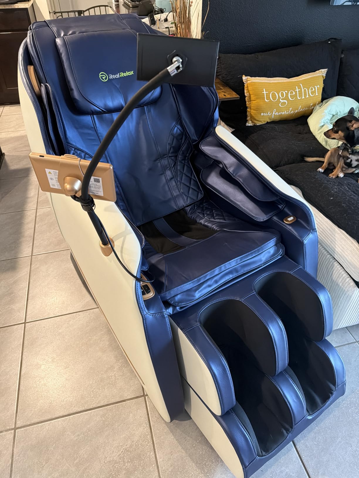 Real Relax Massage Chair Full Body with Unique Phone Controller, Zero Gravity 3D SL-Track Recliner with APP Control, Child Lock, Pause Button, Favor-06, Black customer photo 2