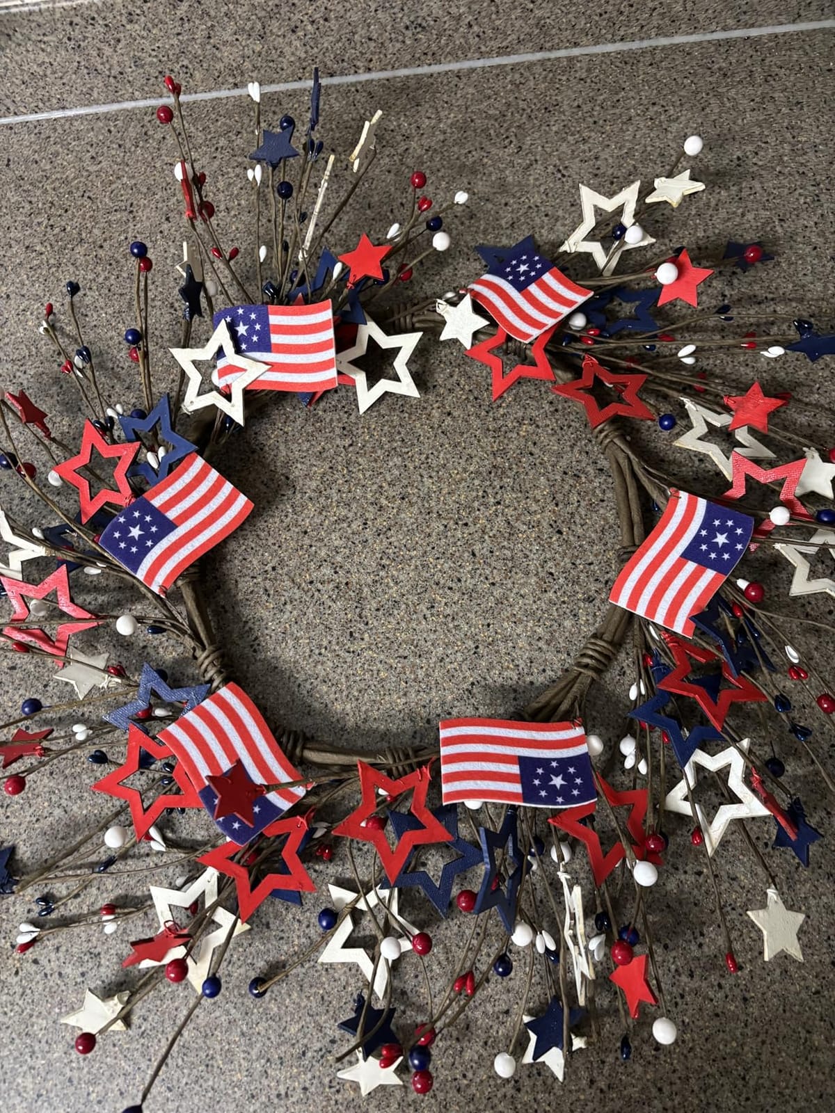 Independence Day Wreath 20inch - 4th of July Wreath, Patriotic Wreath for Front Door, Red White Blue American Flag Patriotic Wreath customer photo 2