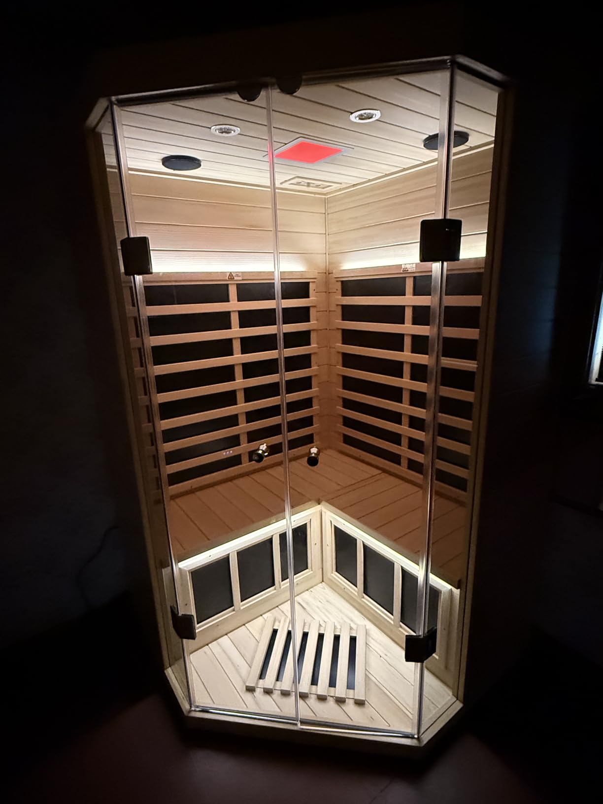 Smart Indoor Home Sauna 0-5mG Ultra Low Emf Far Infrared Sauna 2-3 Person, 1520w Hemlock Wooden Sauna Room with APP & LCD Control Panel, Bluetooth Speaker, Chromotherapy Lights, Thermal Cover customer photo 1