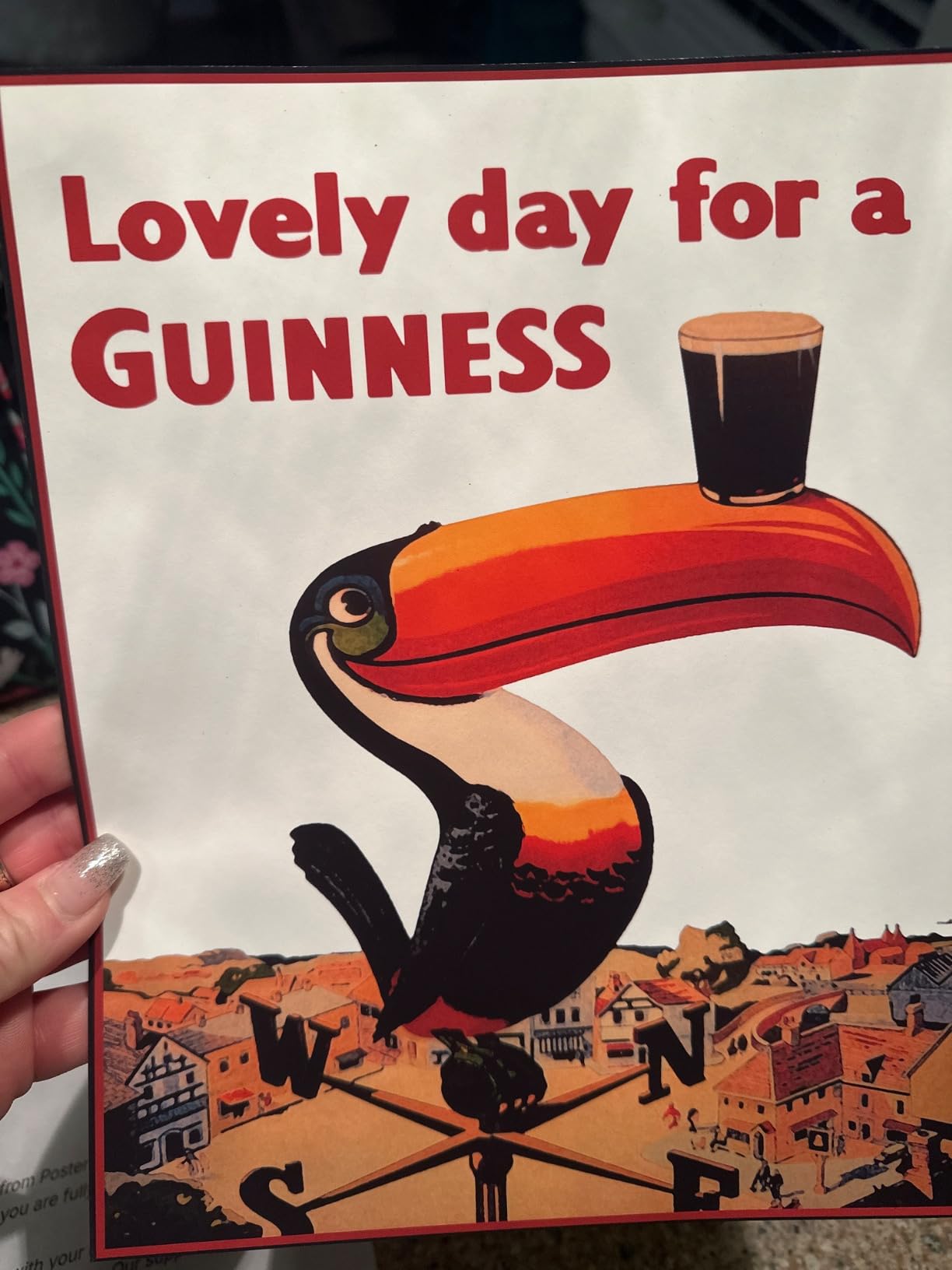 Poster Master Vintage Poster - Retro Advertising Print - Gift for Drinker, Friend - Lovely Day for a Beverage, Toucan, Beer, Alcohol - Wall Decor for Kitchen, Bar, 11x14 Black Framed customer photo 1