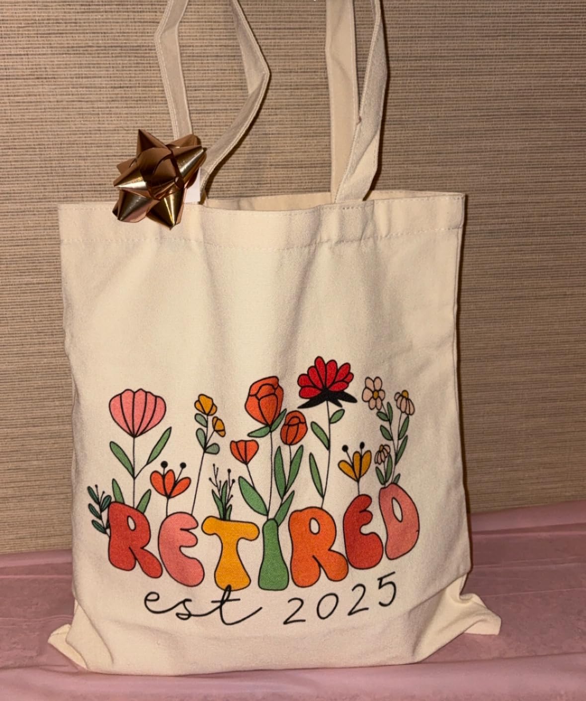 Retirement Gift for Woman 2026, Canvas Tote Bag for Retired Women | Reusable Shoulder Carry, Lightweight Design, Spacious Everyday Accessory, Floral Retired Est 2026 Print customer photo 2