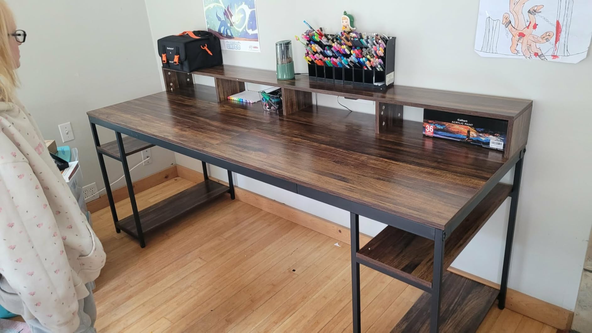 Tribesigns Two Person Desk with Monitor Stand, 78.74
