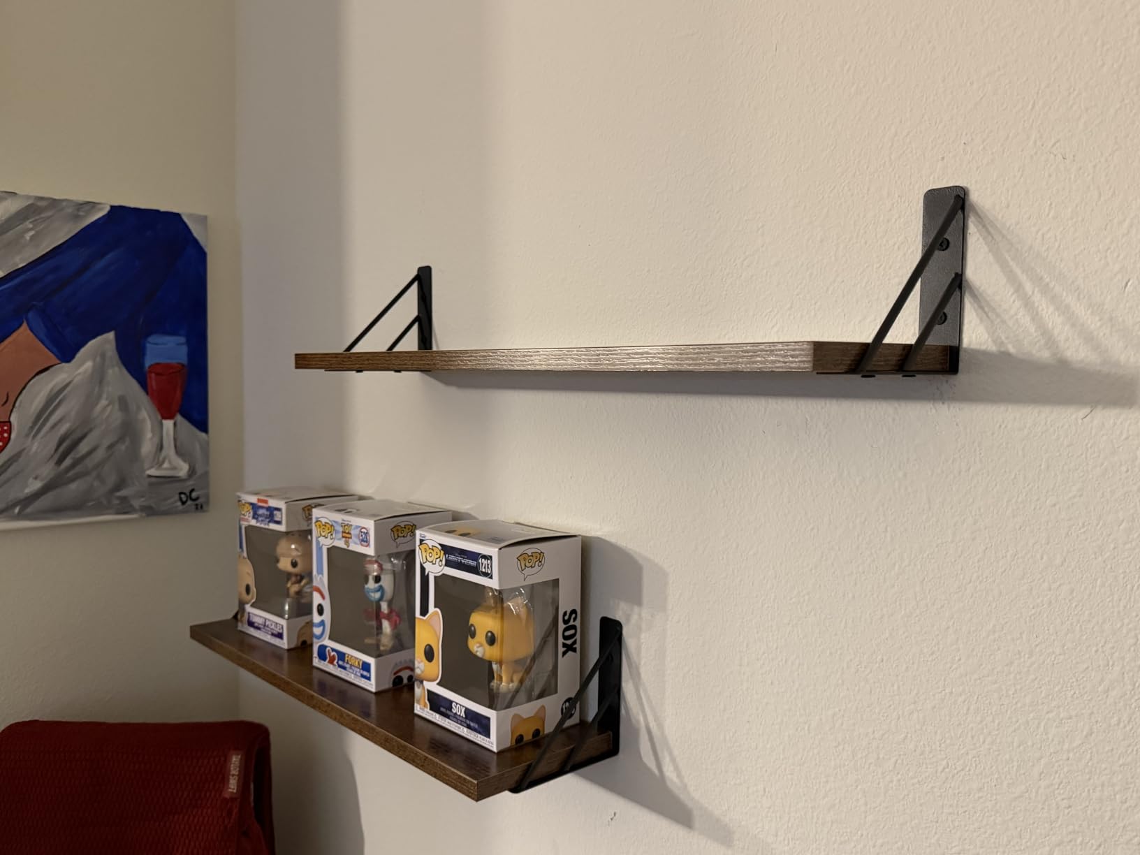 BAYKA Wall Mounted Floating Bathroom Shelves, Wood Wall Shelf for Bathroom Essentials & Decor, Space-Saving Display & Organizer (Black, Set of 4) customer photo 1