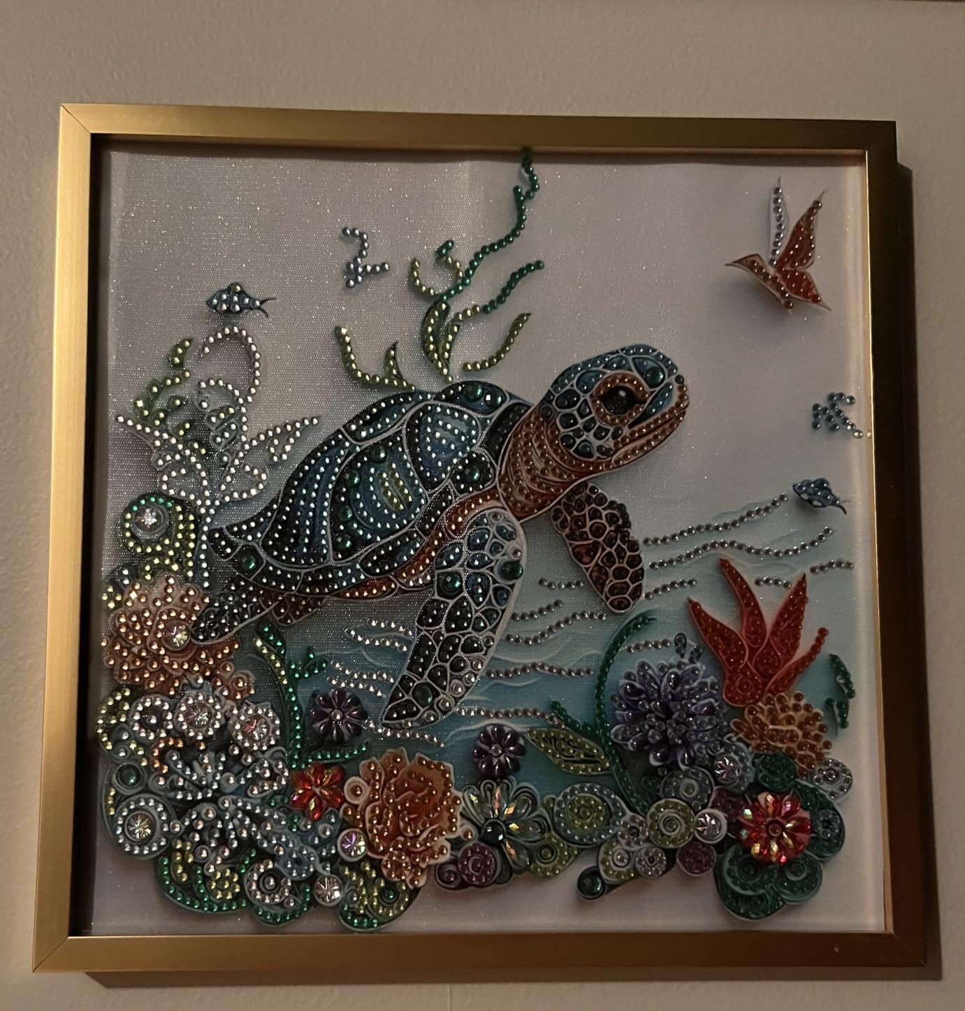 ZQEATRY Sea Turtle Animal Special Shape Diamond Art Kits for Adults,5D Diamond Painting Kits for Beginner,DIY Diamond Crystal Rhinestones Painting Kits for Home Wall Decor Gift 11.8 X 11.8inch customer photo 1