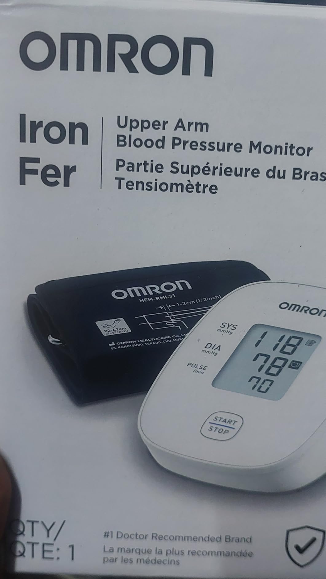 OMRON Iron Blood Pressure Monitor & Upper Arm Blood Pressure Cuff | For Home Use - #1 Doctor & Pharmacist Recommended Brand - Clinically Validated customer photo 1