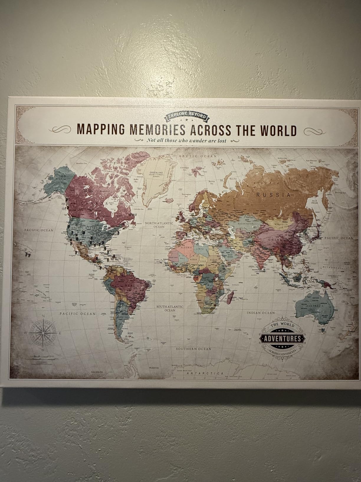 DECORARTS World Maps for Wall, Antique World Map Canvas, 20x16'' | Vintage World Map Wall Art for Bedroom Home Study Office Decor, Stretched Canvas Wall Decor, Ready to Hang customer photo 1