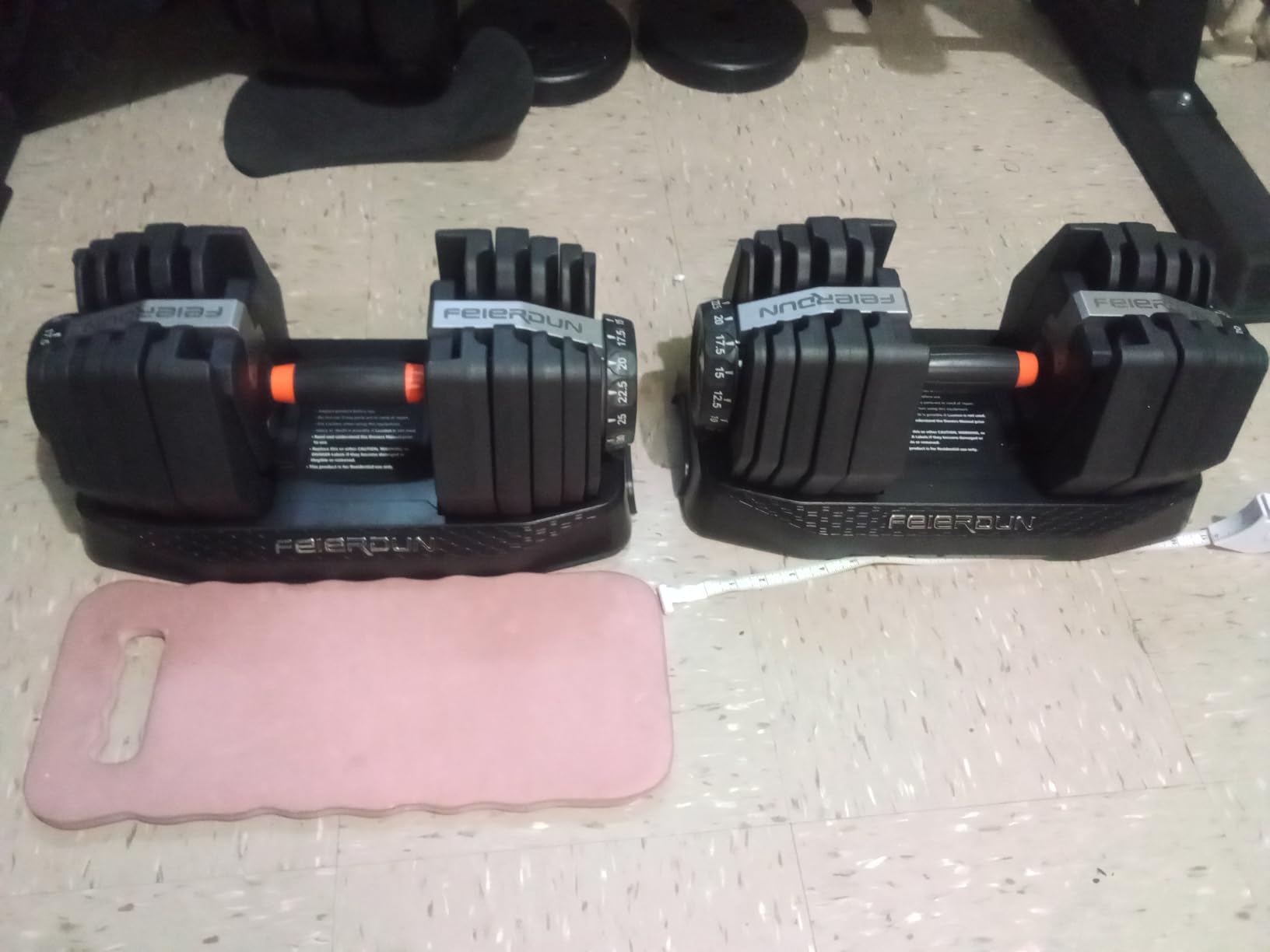 FEIERDUN DB1 QuickDial Adjustable Dumbbell Set, 15-in-1, 105lb/52.5lb customer photo 2