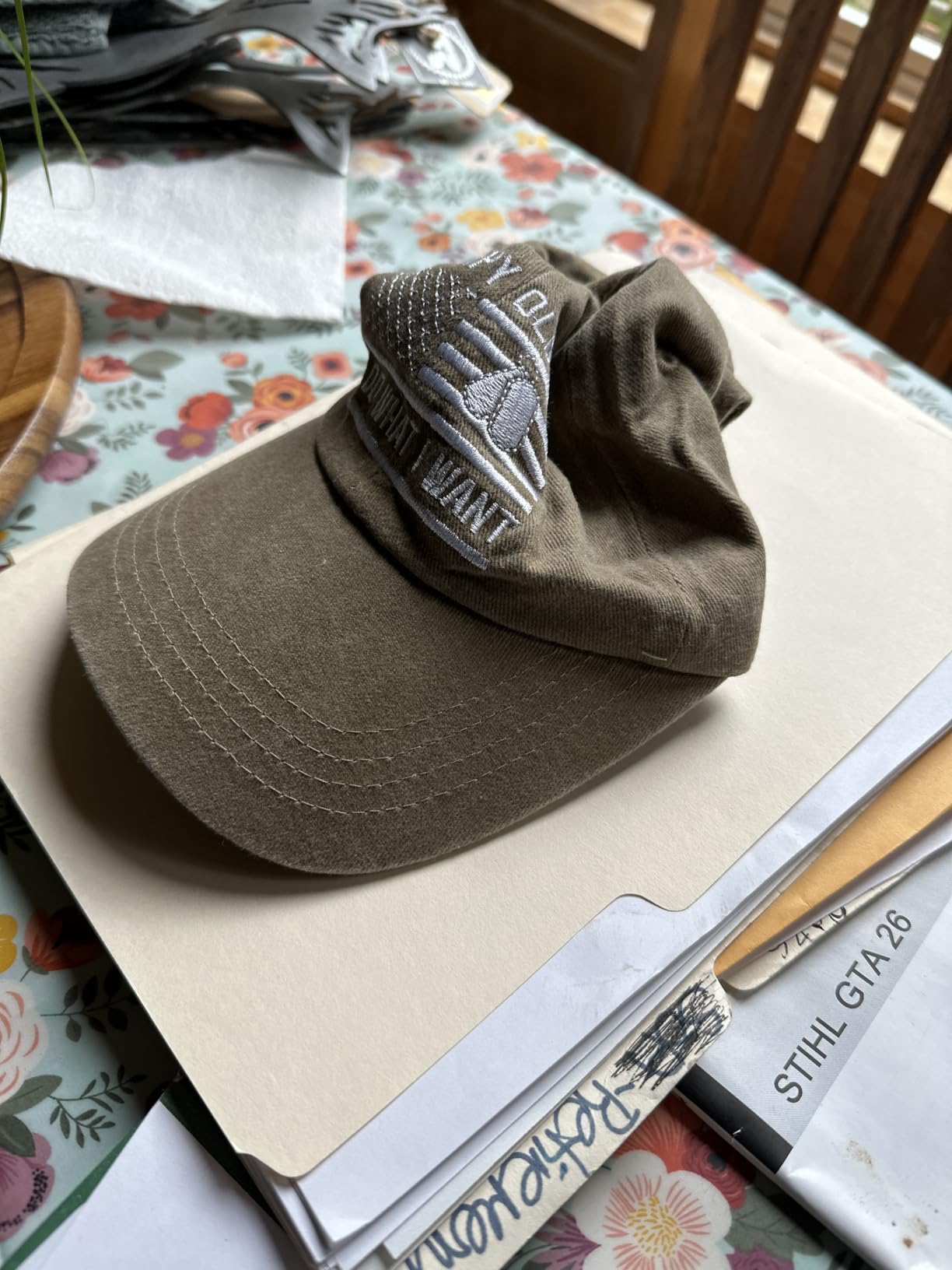Grumpy Old Vet I Do What I Want Hats for Men, Adjustable Cotton Embroidery American Flag Veteran Baseball Cap customer photo 2
