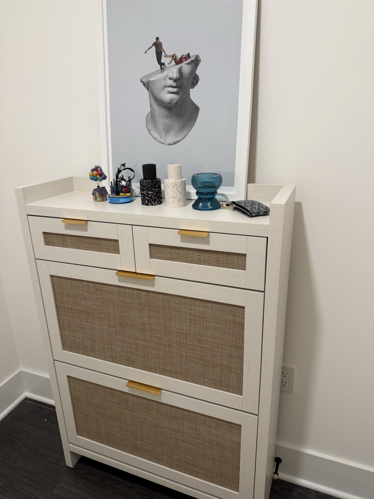 HOKYHOKY Rattan Shoe Storage Cabinet with 2 Drawers & 2 Flip Drawers customer photo 2