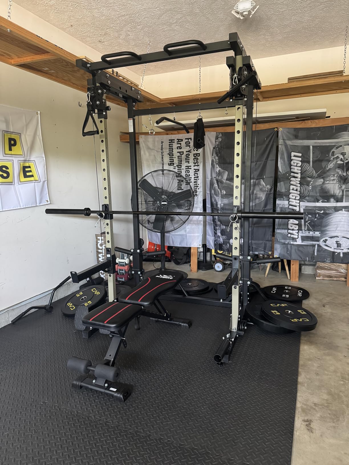 MAJOR FITNESS Drone3 Power Rack, 2500lbs Multi-Function Home Gym Squat Rack with Dual Pulley System customer photo 2